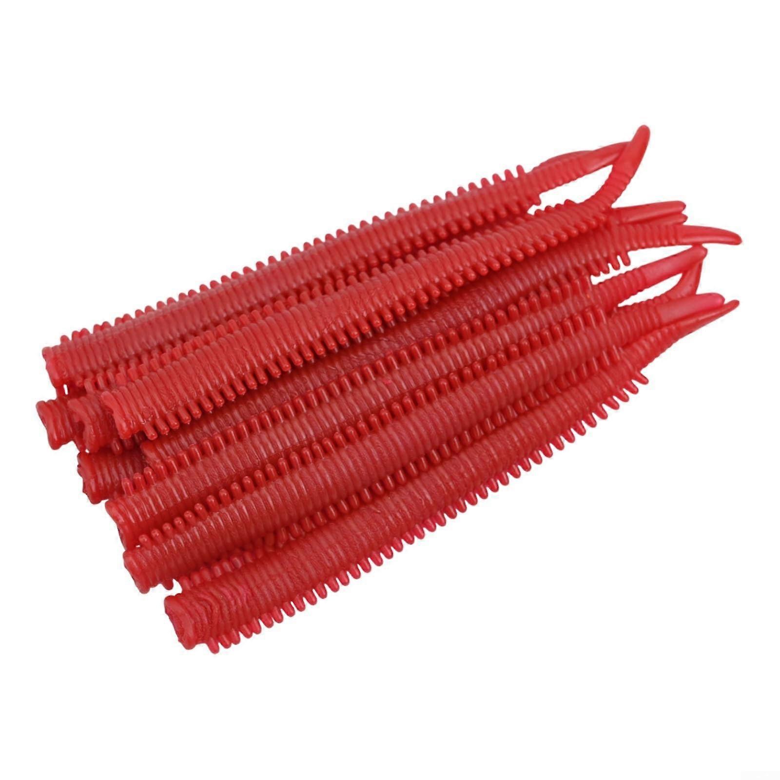Swaying Action Set with 10 flexible simulation silkworms to improve your fishing success rate (No. 2 Wine Red)