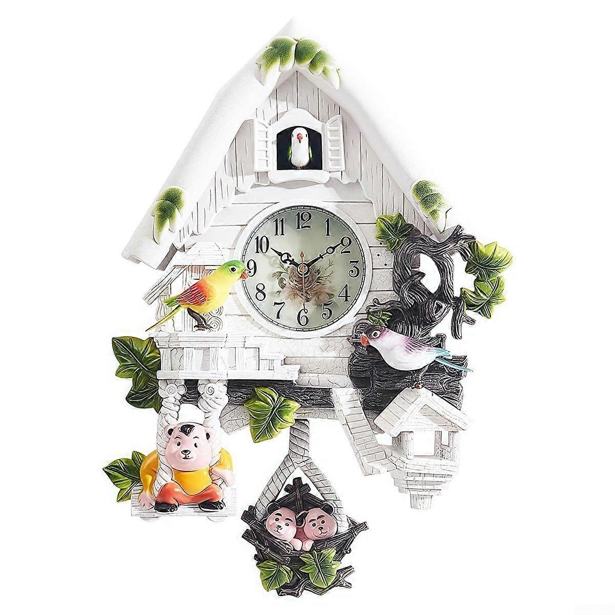 Elegant Wall Mounted Cuckoo Clock Functional Art for Your Home (White)