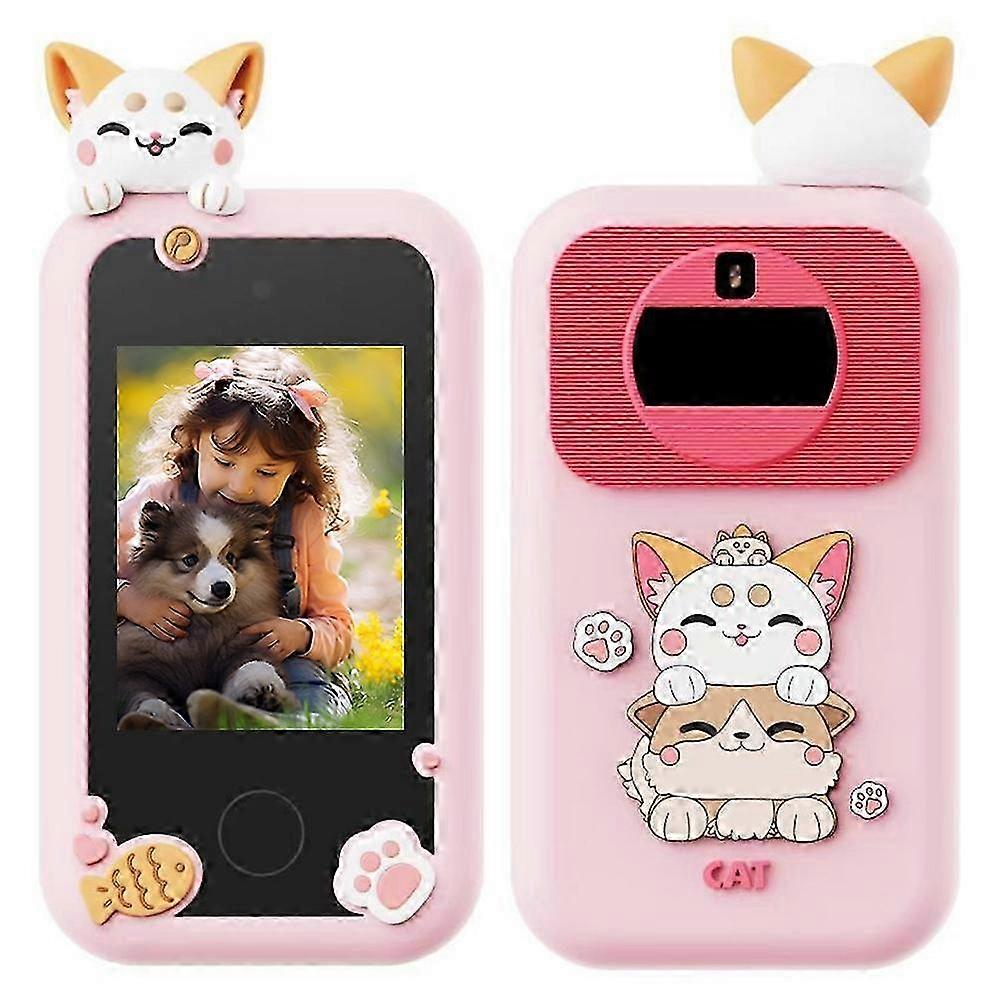 2.8-inch Touch Screen Cartoon Phone Camera Toy for Kids with Dual Lens Video Recording and 32G Memory Card Suitable for Various Brands