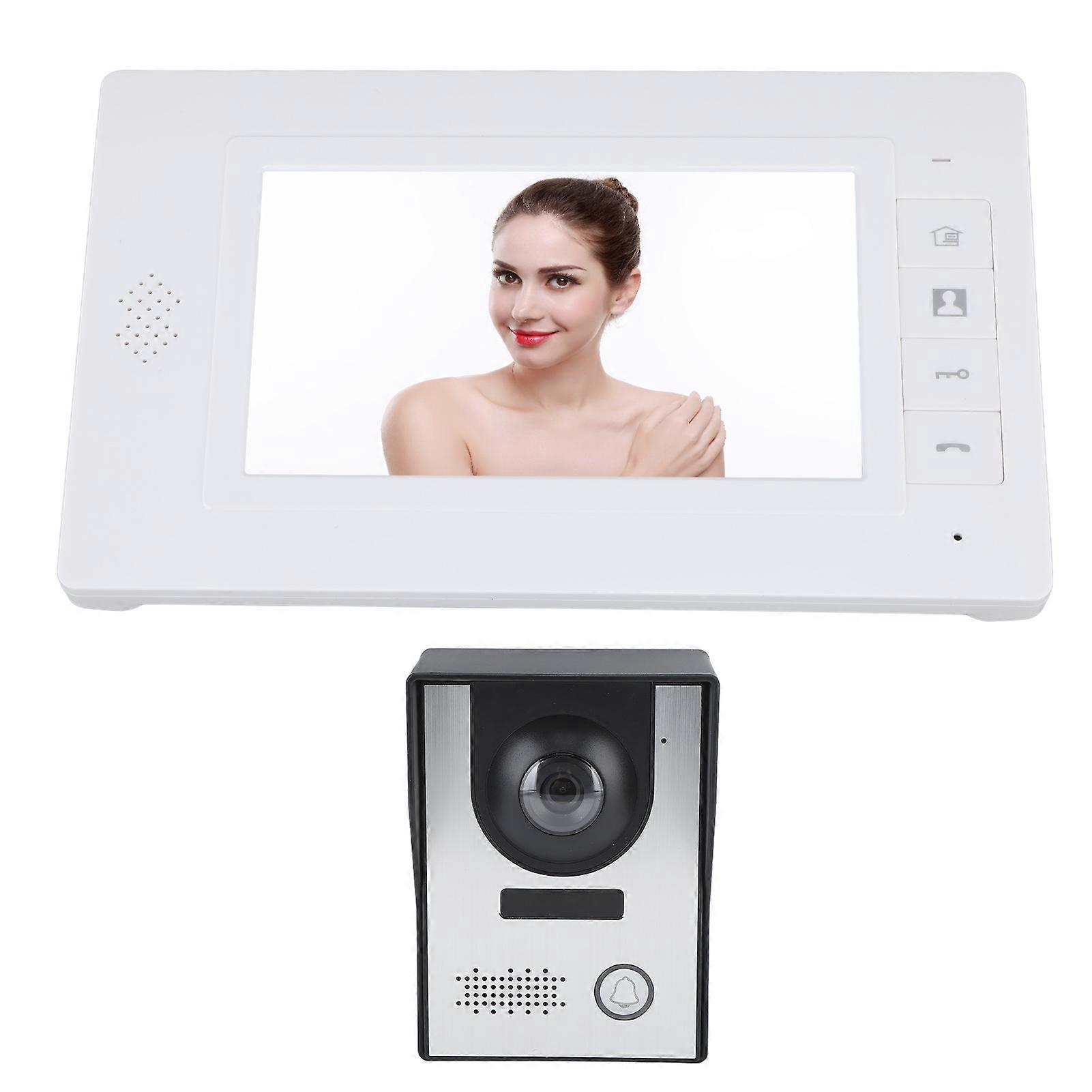 Intercom Video Doorbell System Color Video Door Monitor Kit 2 Way Intercom 3 Way Unlock Night Vision for Home Apartment Office 100‑240V EU Plug 
