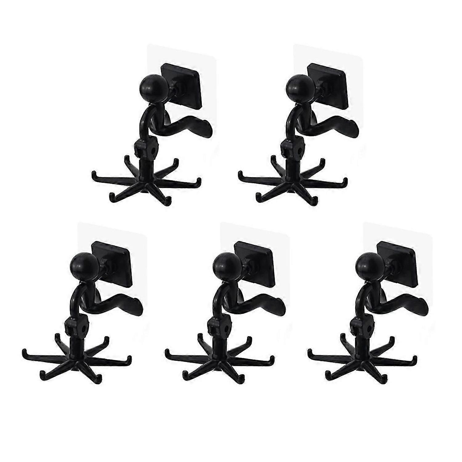 360° Rotating Utensil Holder Hook, 5-Piece Set, Self-Adhesive, Strong Load-Bearing, for Kitchen Bath