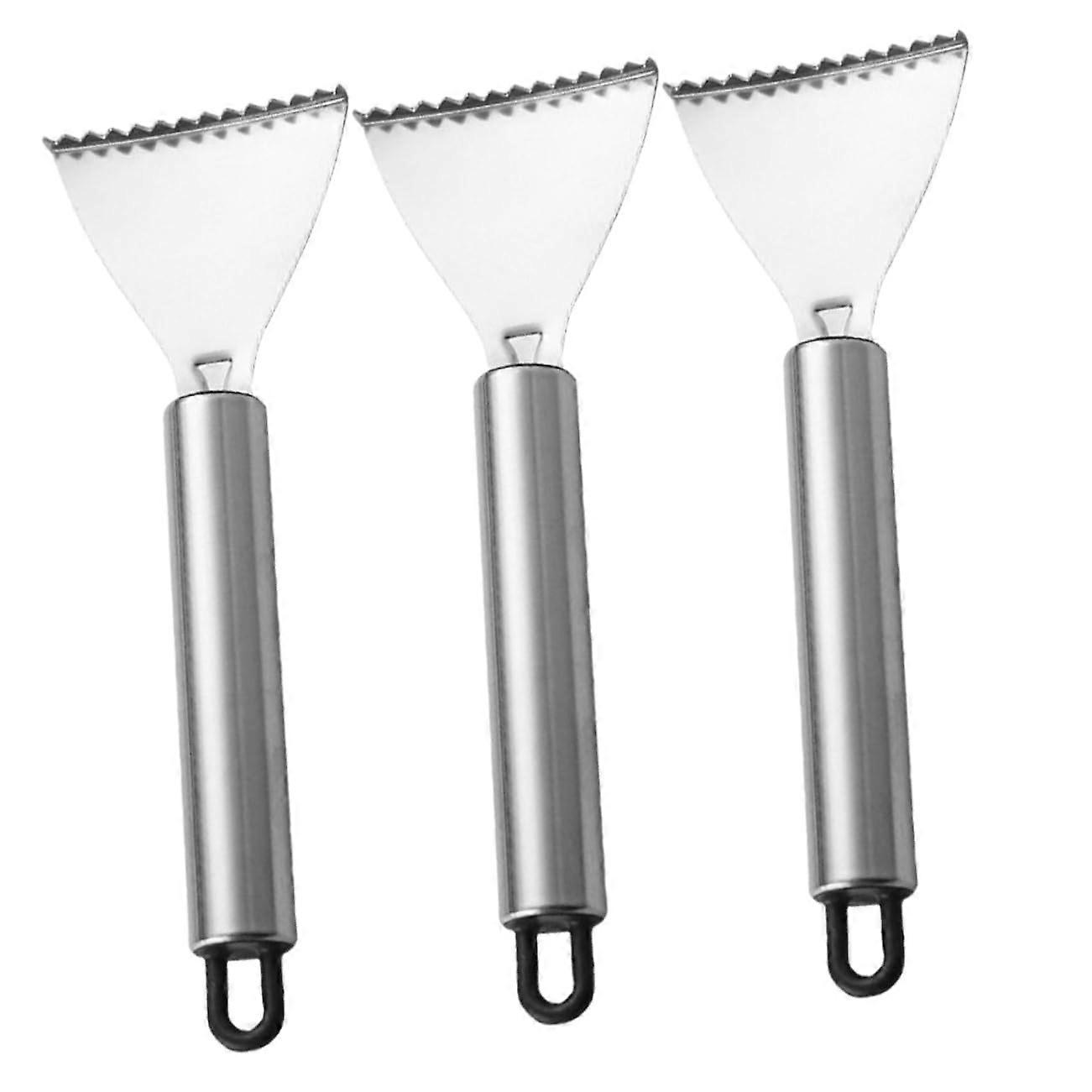 Fish Scale Slicer Scraper Tool Stainless Steel Fish Scale Brush Herringbone Remover Kitchen Tool Silver Pack of 3