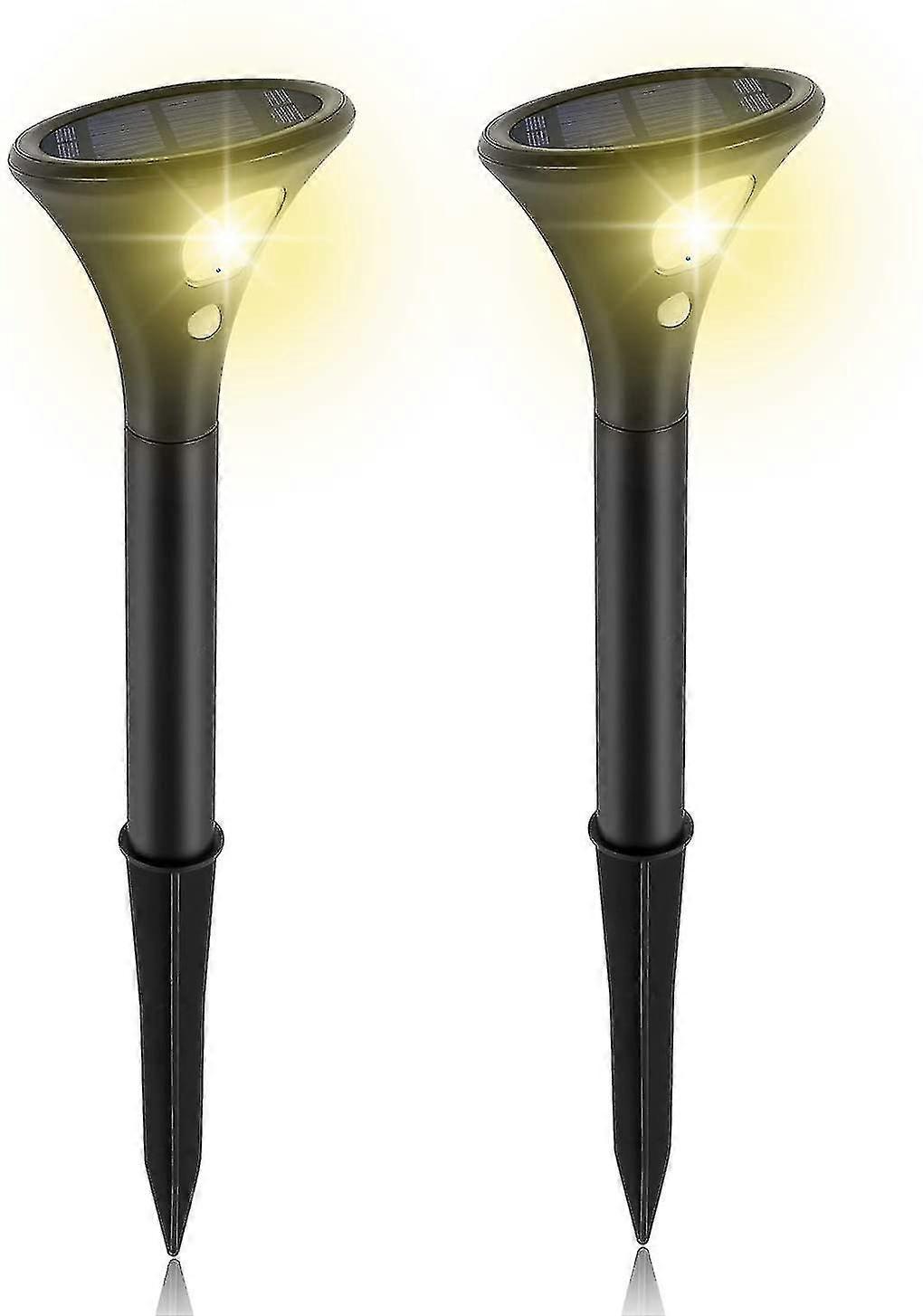 2 Pack Solar Powered Motion Sensor Lights with Warm White Illumination, IP65 Waterproof, Automatic On/Off Features