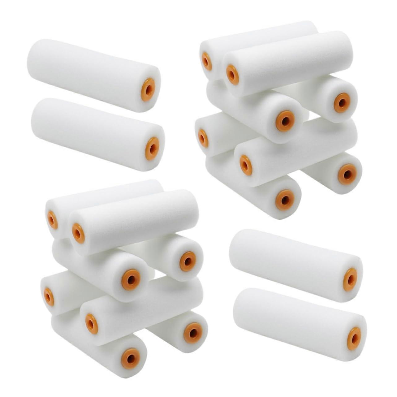 Sponge Roller Brush Set of 20 Mini Foam Paint Rollers for Small Painting Projects, White Color, Compatible with Standard Rollers