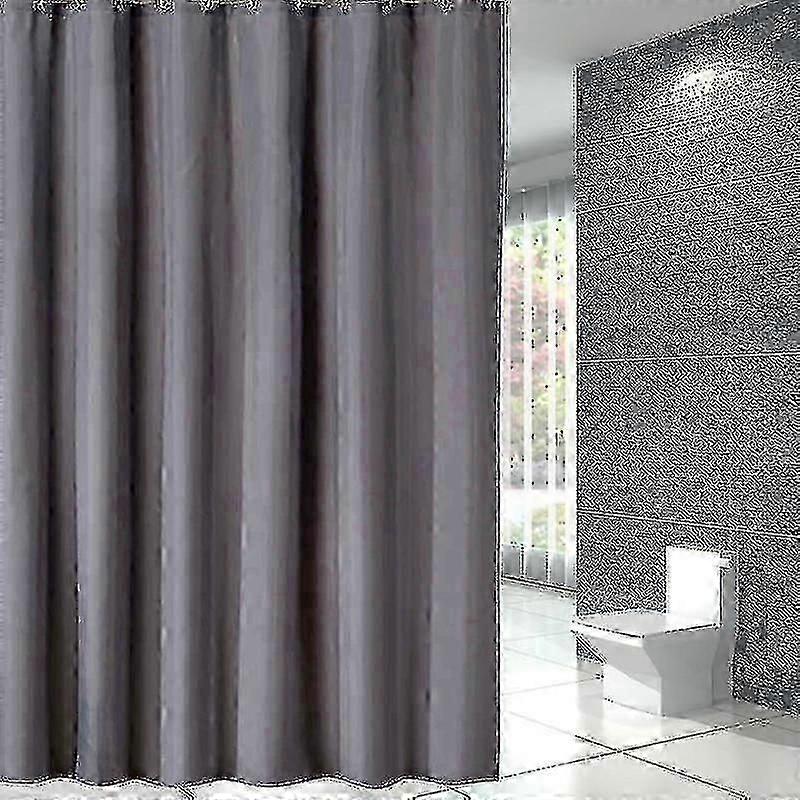 シャワーカーテン240x200 cm、16フック付き、幅広、加重、カビ防止、ダークグレー、防水、大型バスカーテン、