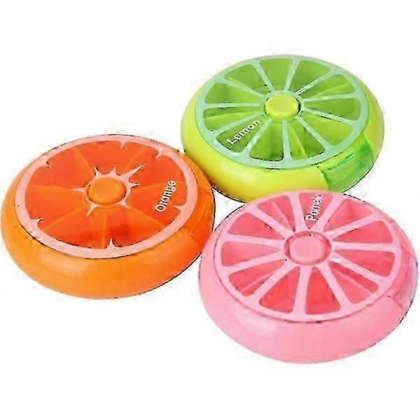 3-pack Portable 7-day Tablet Box - Round Plastic Medicine Organizer - Colorful and Easy to Use
