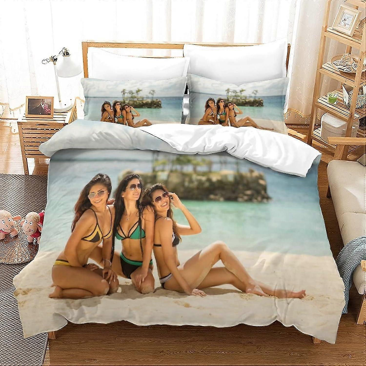 Divertidos conjuntos de cama com capa de edredão com impressão 3D para adultos e crianças com zíper Capa de colcha de microfibra macia