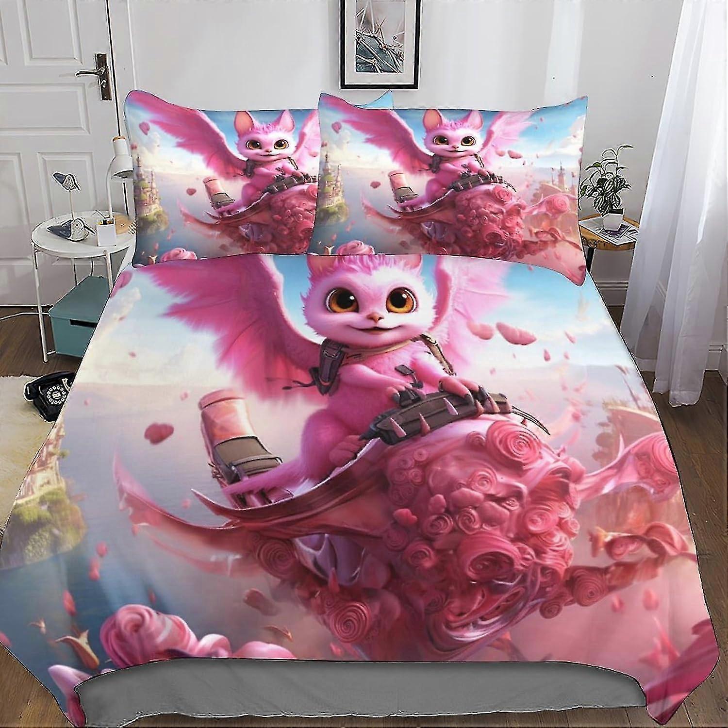 Zestaw pościeli o tematyce Dreamworks, poszewka na kołdrę 3D z animowanymi postaciami i poszewkami na poduszki, 3-częściowy zestaw poszewek na kołdrę z miękkiej mikrofibry