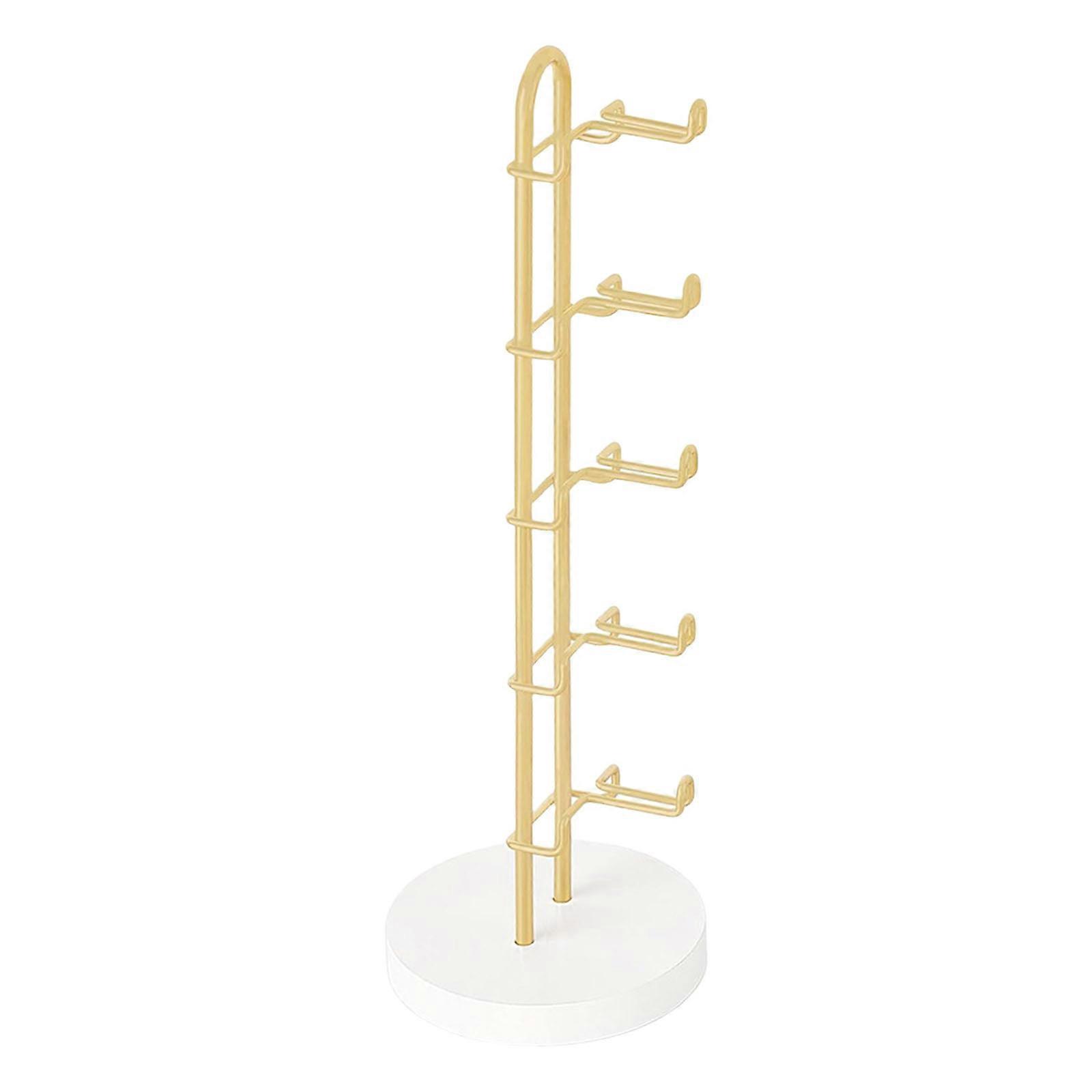 Multi Layer Eyeglass Display Stand Sturdy Iron Construction Decorative Storage Solution For Bedroom Office  Gold