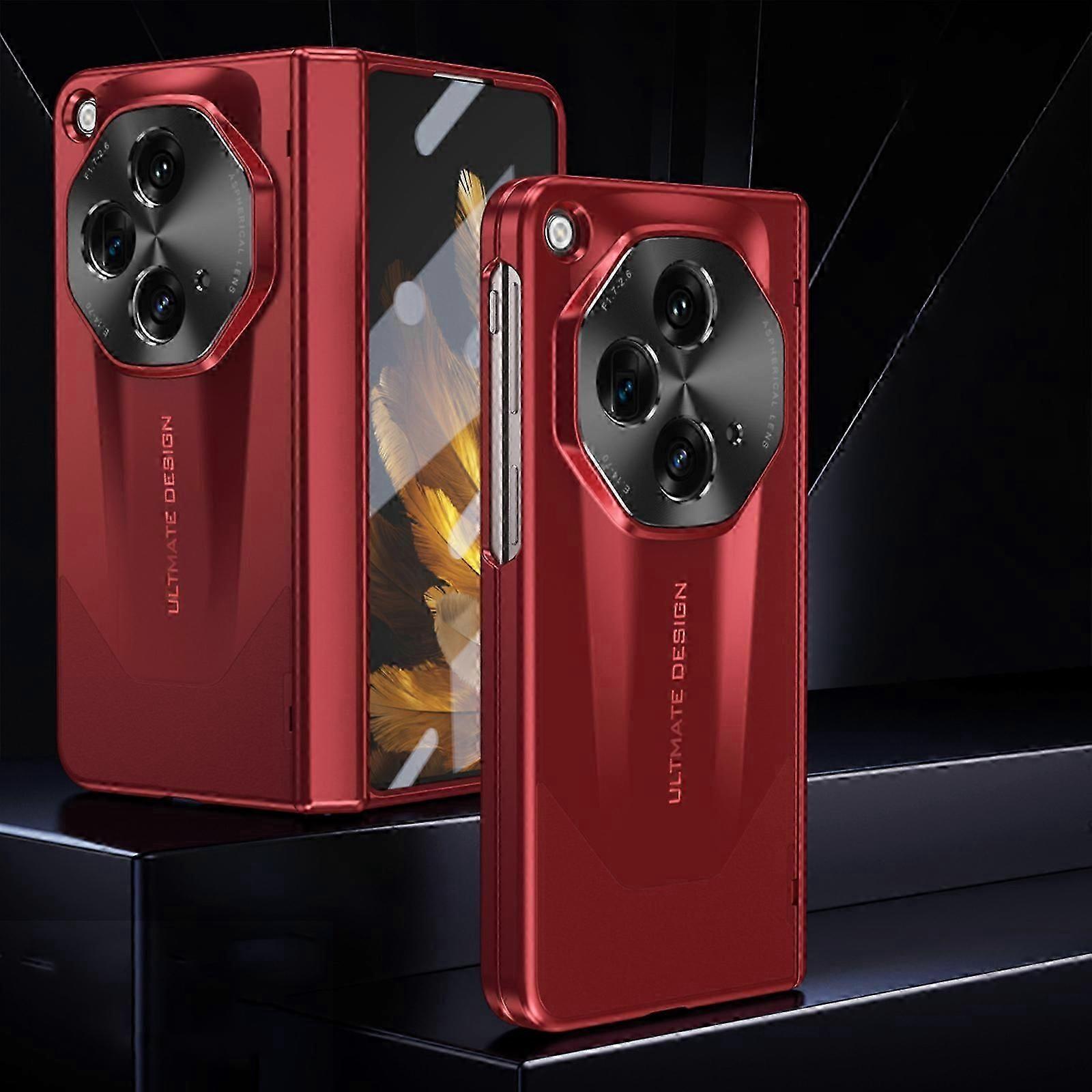 Phone Flip Case Compatible Hinged Case Compatible with OnePlus Open Case with Screen Protector Case, Rugged Cover Shockproof Hard Full-Body Protective