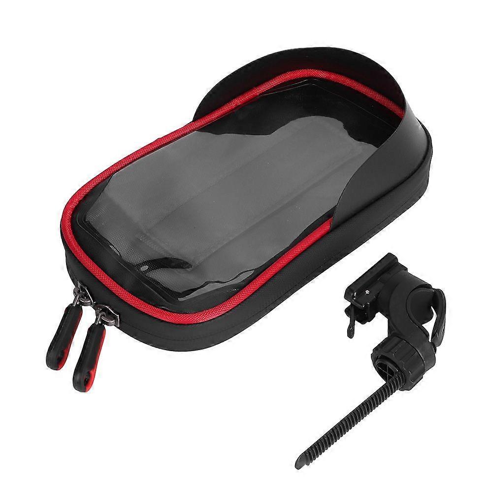 wheel up Bike Phone Bracket Waterproof Stand Bag Bicycle Front Packet Navigation Supportblack red YMQX)