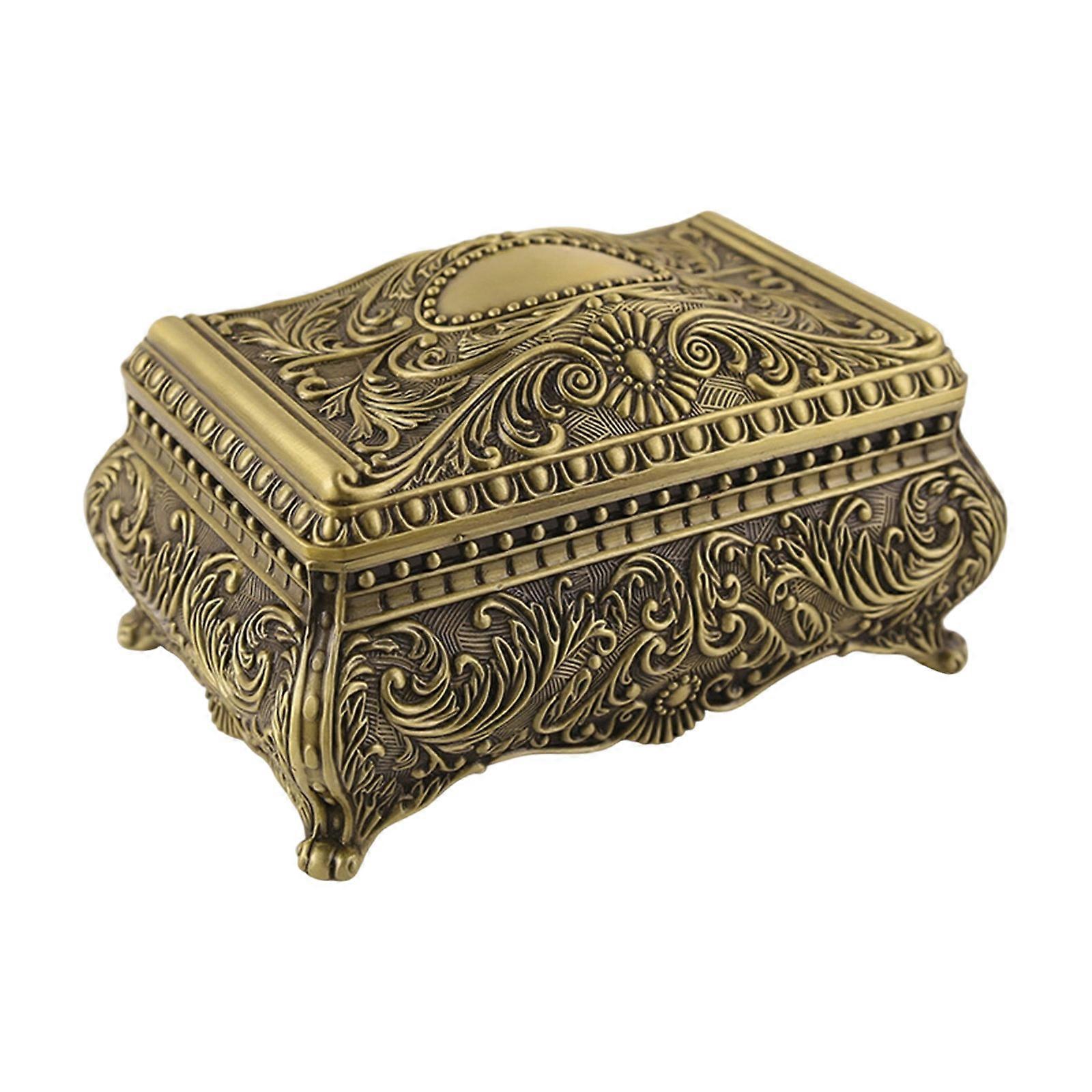 Antique Tin Metal Jewelry Storage Box Dustproof Moisture Resistant Antique Metal Jewelry Organizers Box For Home Decors bronze