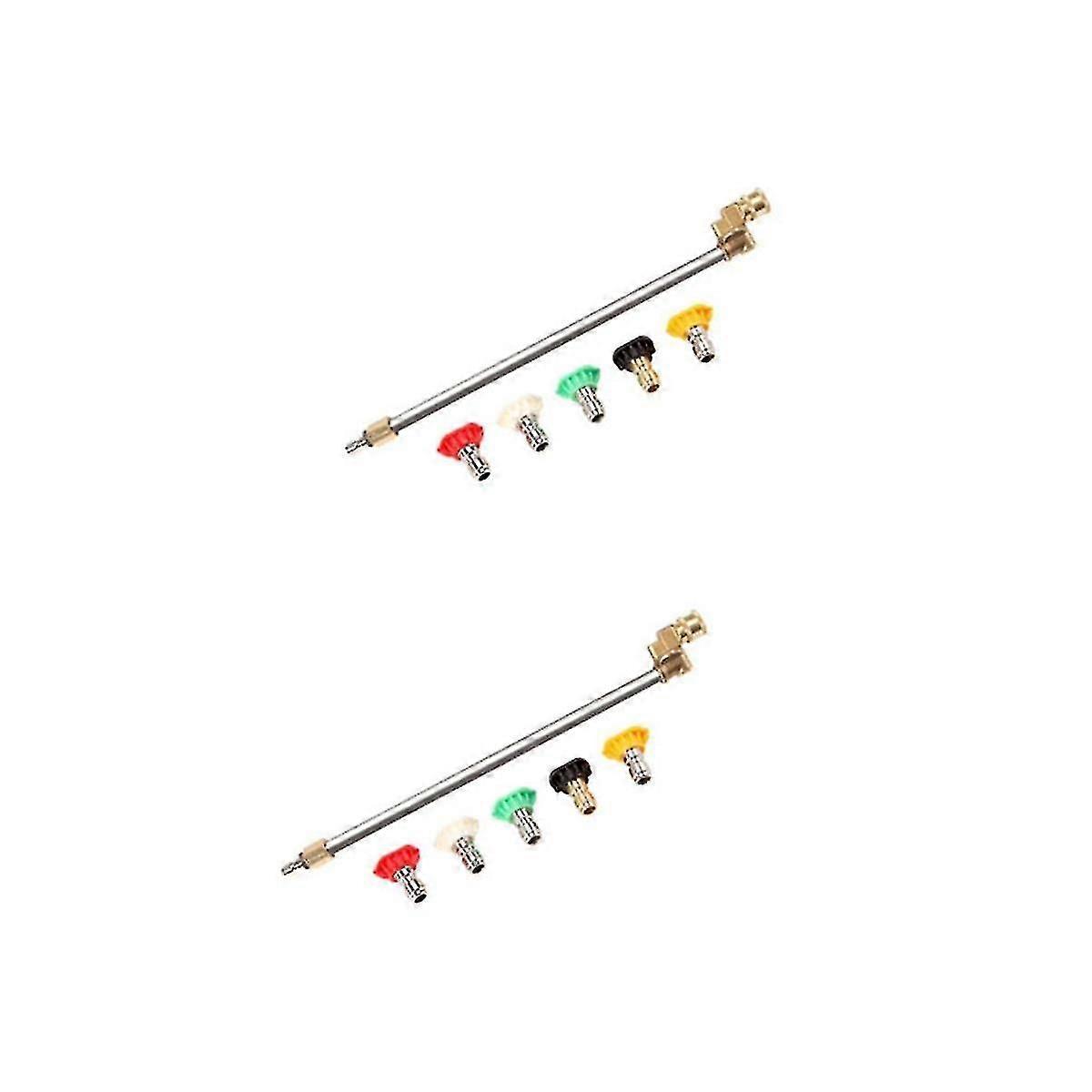 2pcs Pressure Washer Wand With Adjustable Angle Nozzle 5 Angles Quick Connect Pivot Adapter Coupler And Spray Tips 16 In