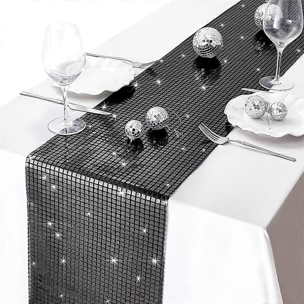 30x120cm Disco Mirror Sequin Plaid Table Runner European Wedding Party New Year Decor Tablet Flag