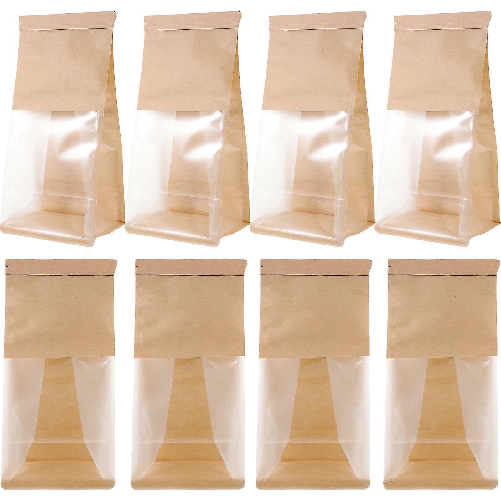 Kraft Paper Bags With Window For Baking And Storage Rectangular Shape Transparent Visibility 50Pcs