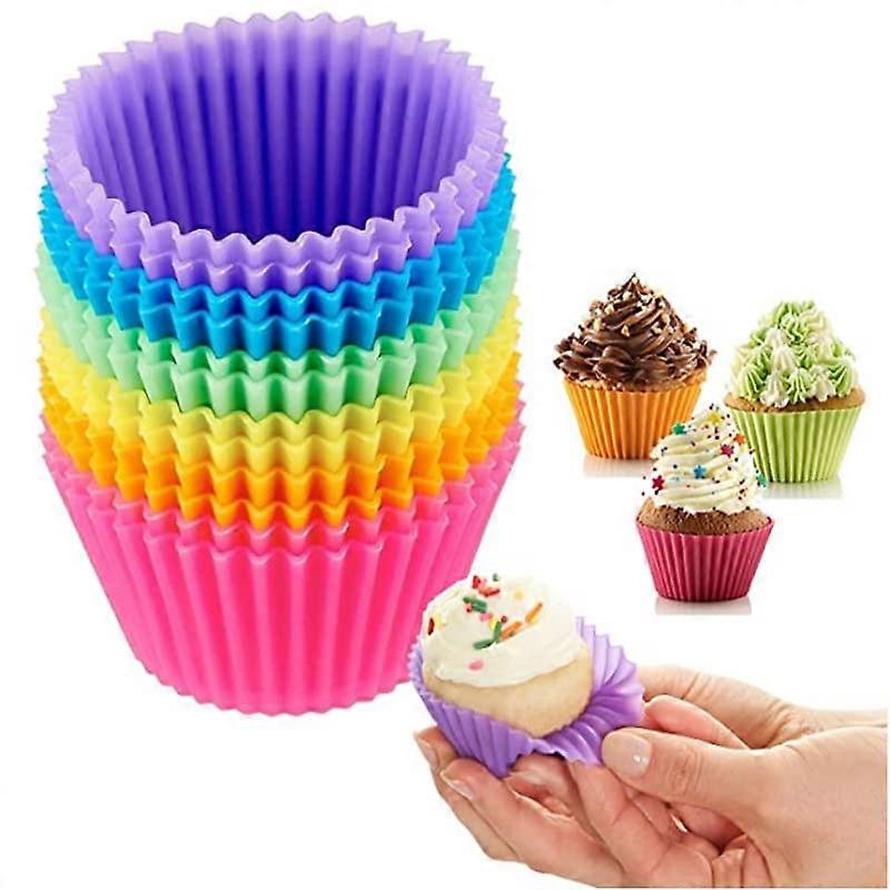 Silica Gel Baking Tray Pack of 24, Reusable Non-Sticky Muffin Paper Cup Liners for Party Supplies and Baking Moulds