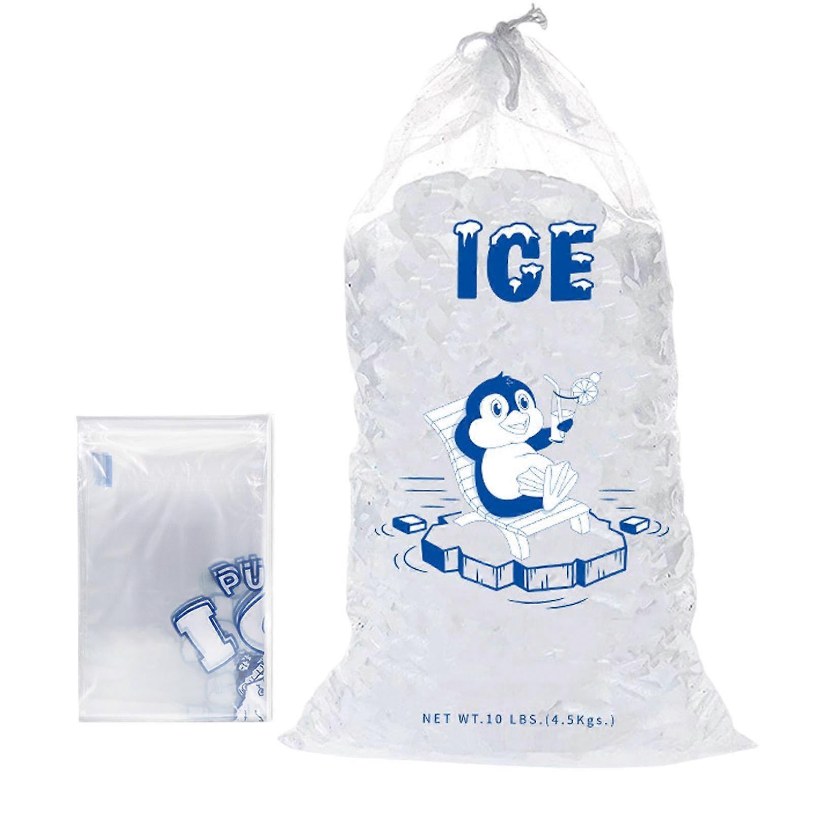 Ice Bags with Drawstring, 10 Pack Cold-Resistant Freezer Bags for Ice Cube Making, 20 Pound Capacity, Ideal for Ice Balls