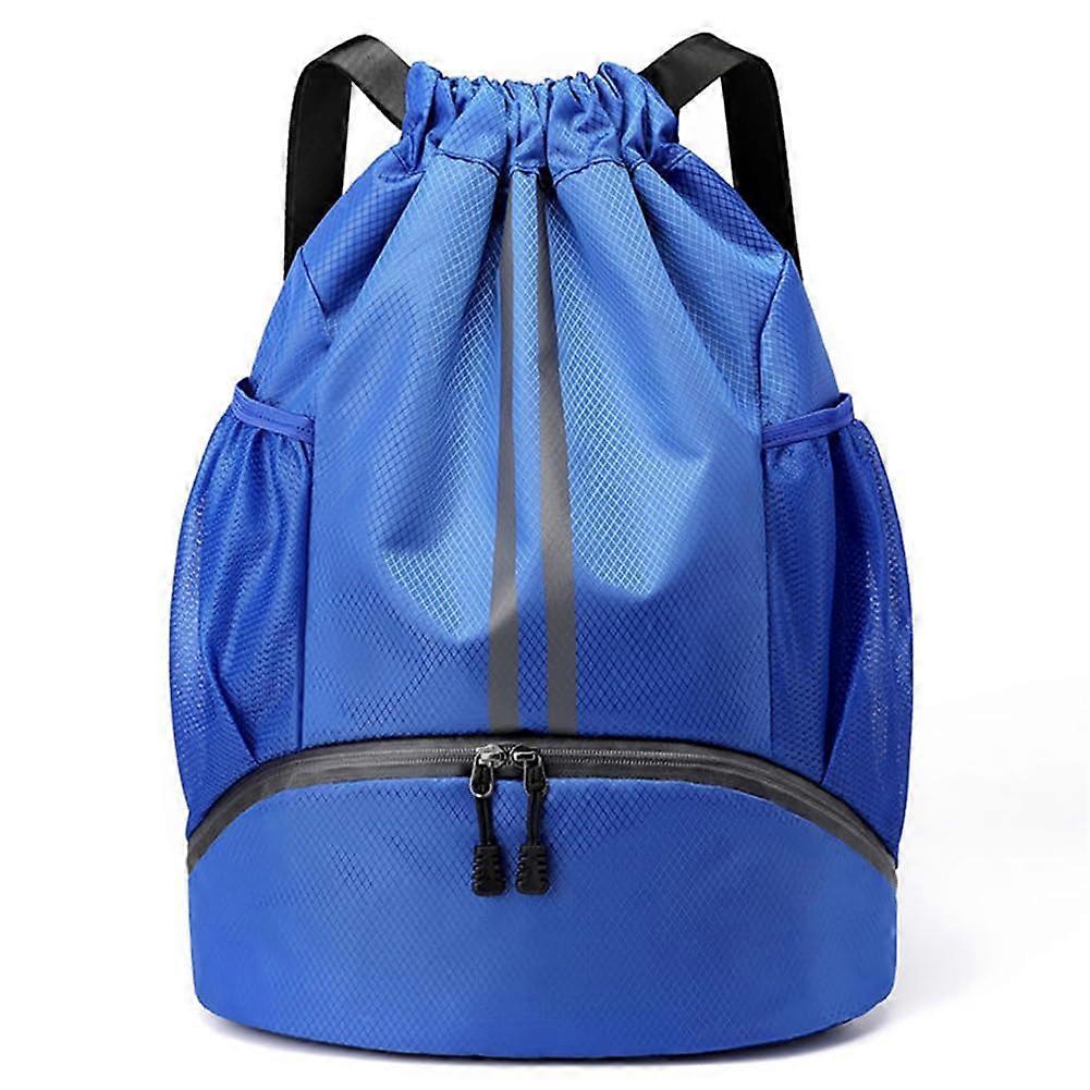 Casual Fitness Backpack With Shoe Compartment Basketball Drawstring Bag Hiking Climbing Backpack Blue