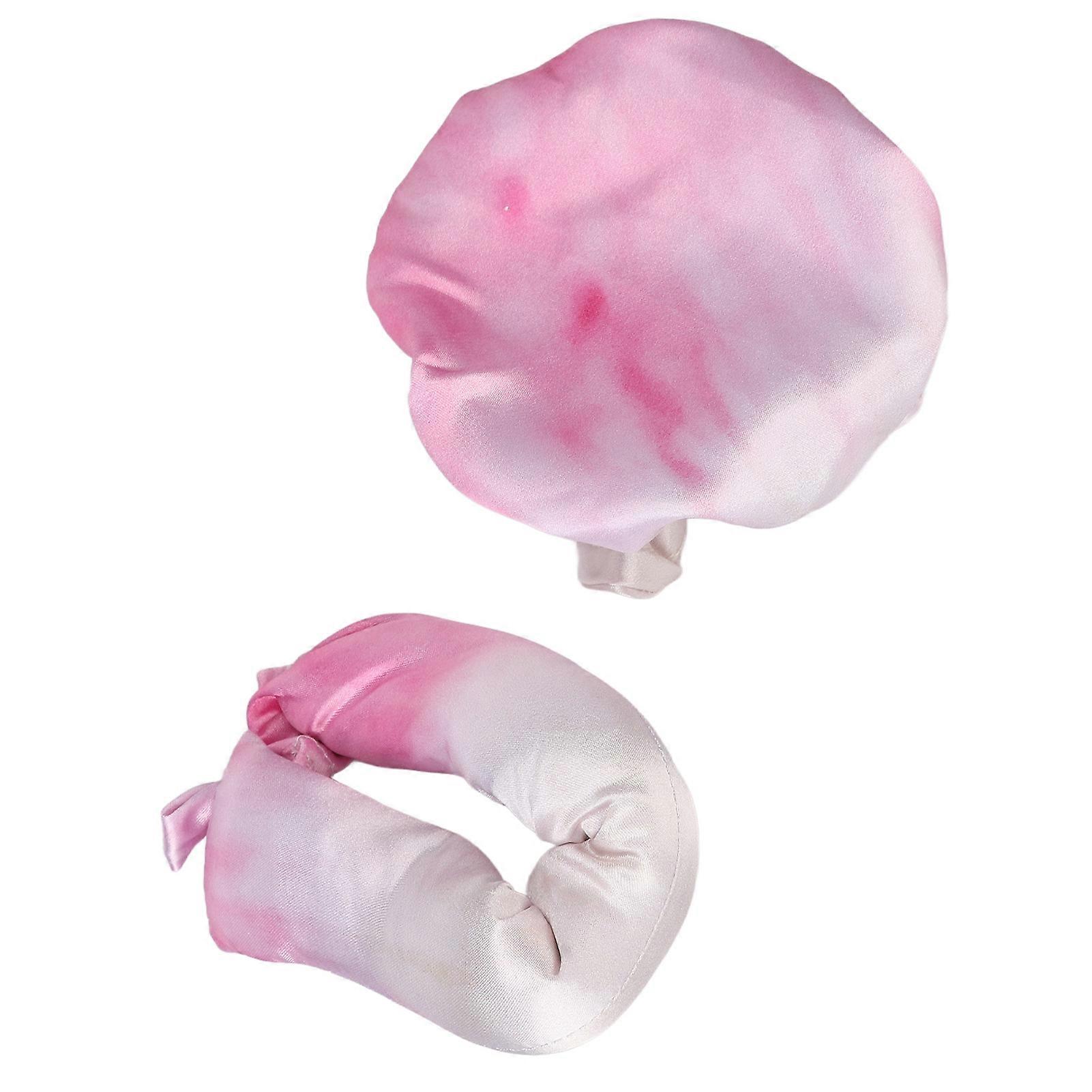 Heatless Curler Tie Dye Portable Soft Satin Heatless Curling Rod Headband for Night Home Pink