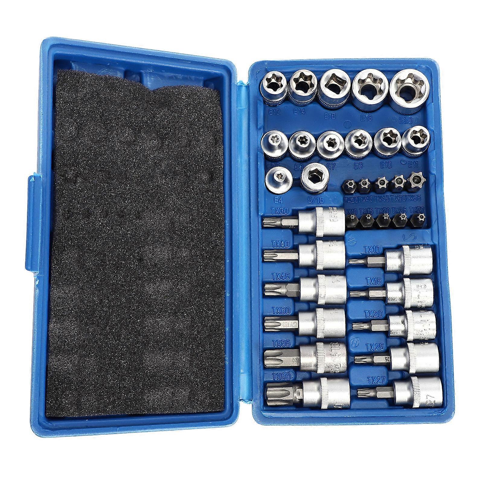 34pcs Male Female Star Bit Socket E Socket Set Handheld Tool Steel Socket