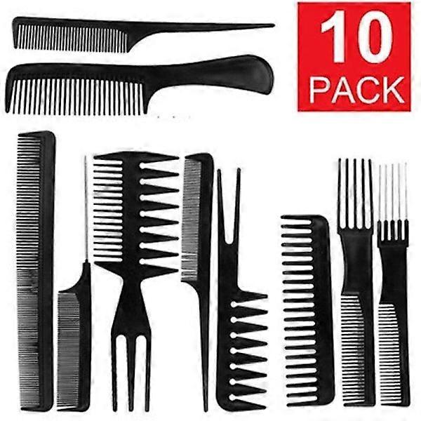 10pcs combs different shapes kit professional comb set Black