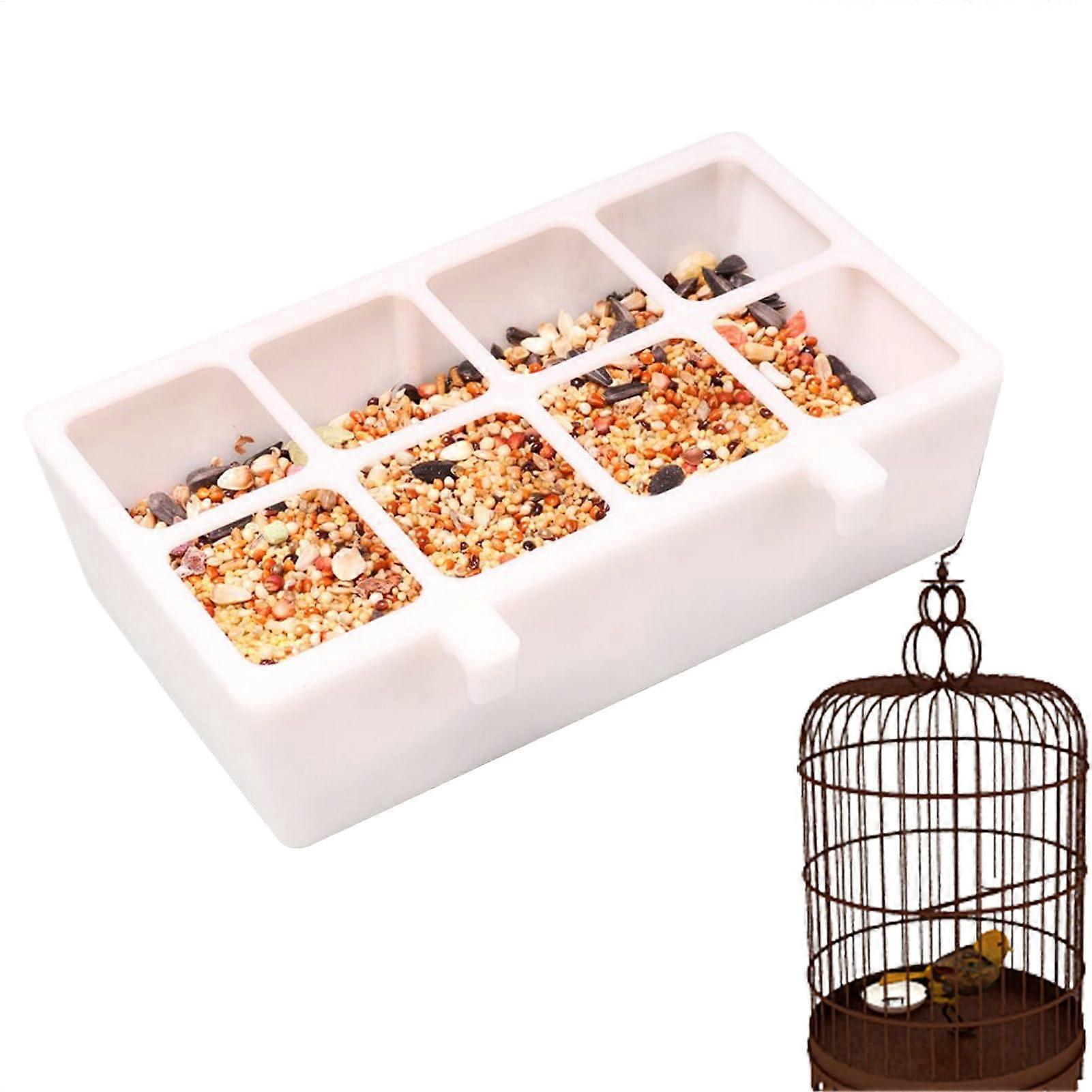Bird Waterer And Feeder - 8-Compartment Leak-Proof Feeder For Parrots And Birds, Balcony Wall Mount