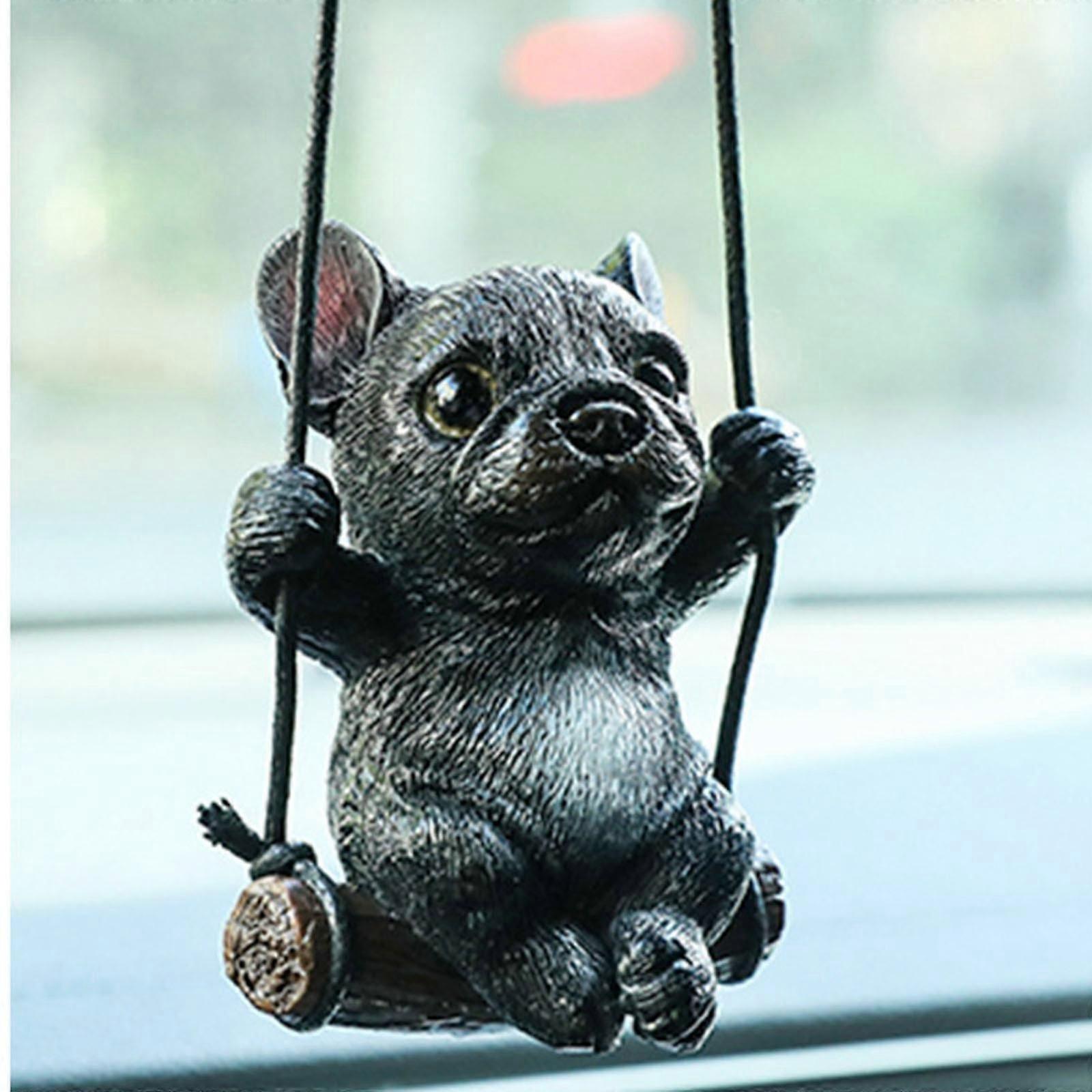 フレンチブルドッグカーミラーハンギングアクセサリー、男性と女性のためのかわいいスイング犬のバックミラーアクセサリー、リアビューミロのための面白い車のペンダント