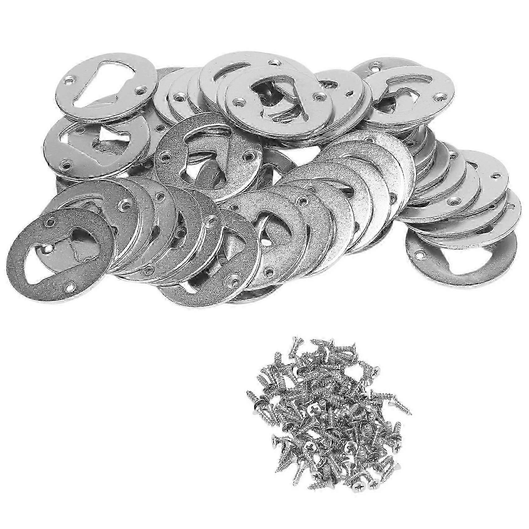 50 Set Opener Insert,Stainless Steel Round DIY Opener Hardware Kit Hardware Parts Supply with Screw