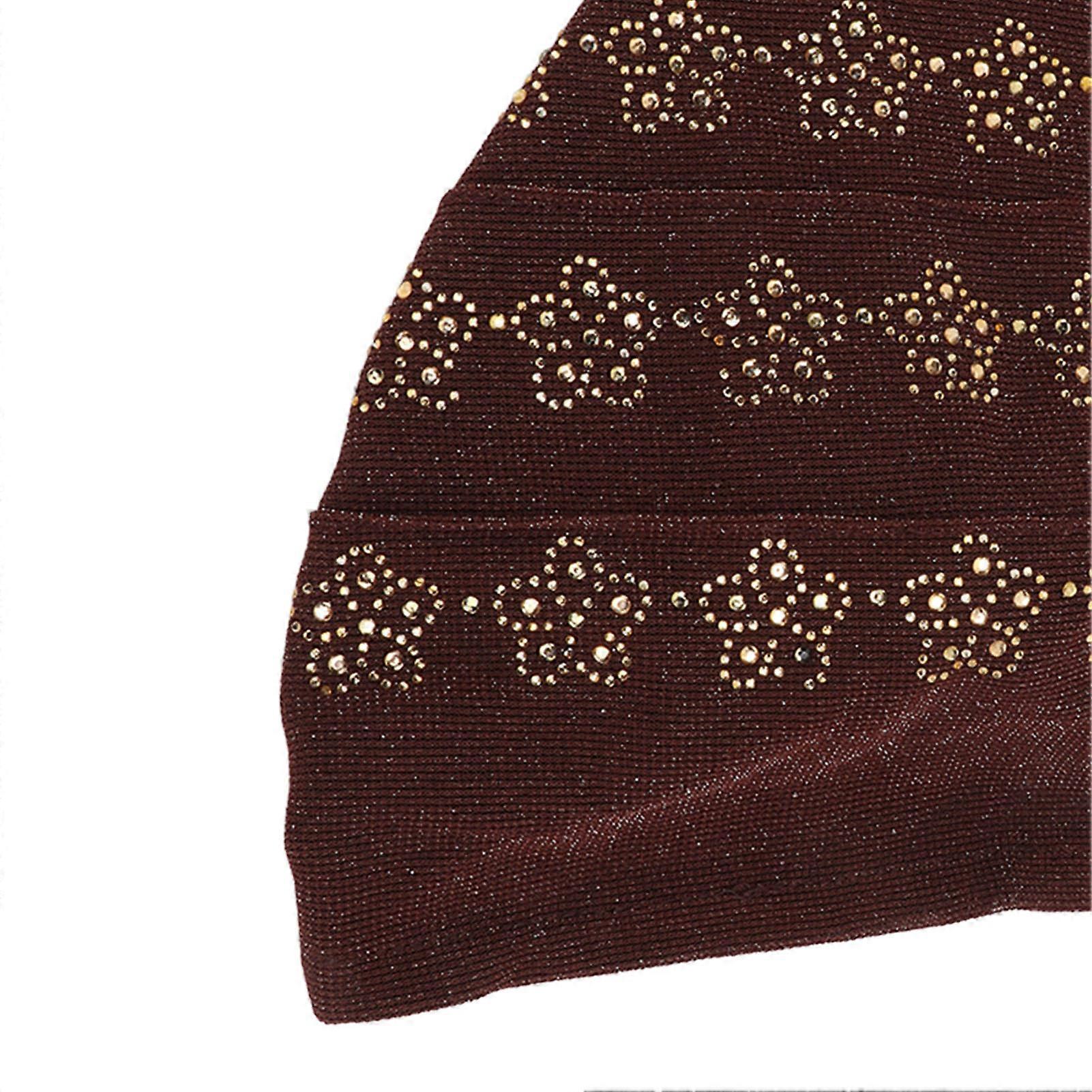 Turban Head Wraps Easy Wearing Lace Material Convenient Practical Double Layer Hair Hat for Daily WearBrown