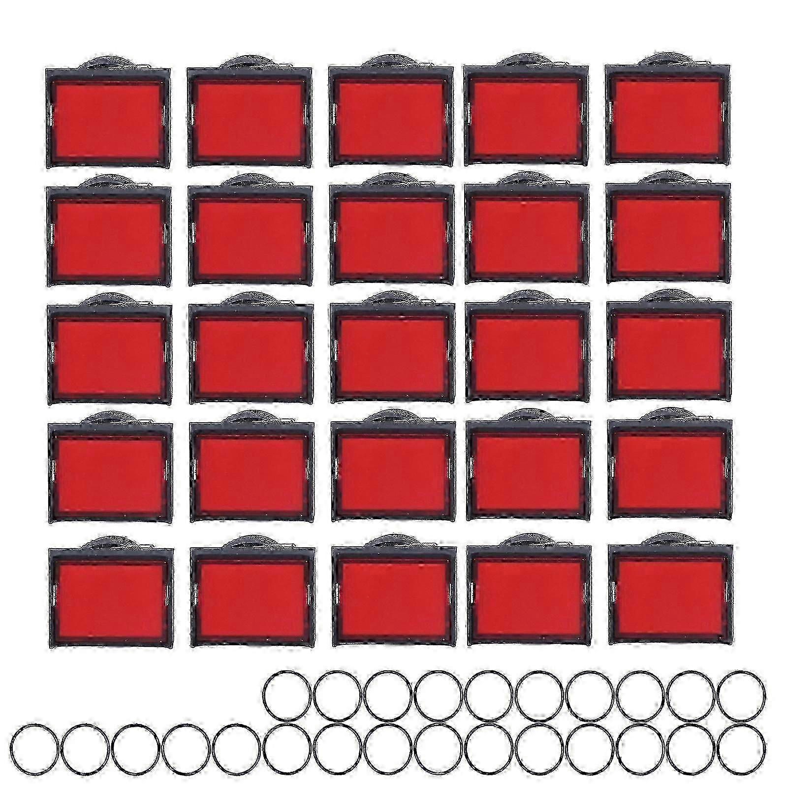 25 Pcs Momentary Push Button Switch with Light - Self-Locking 16mm Rectangle Switch 12V BEMLA1611DSJ (Red) for Electrical Projects
