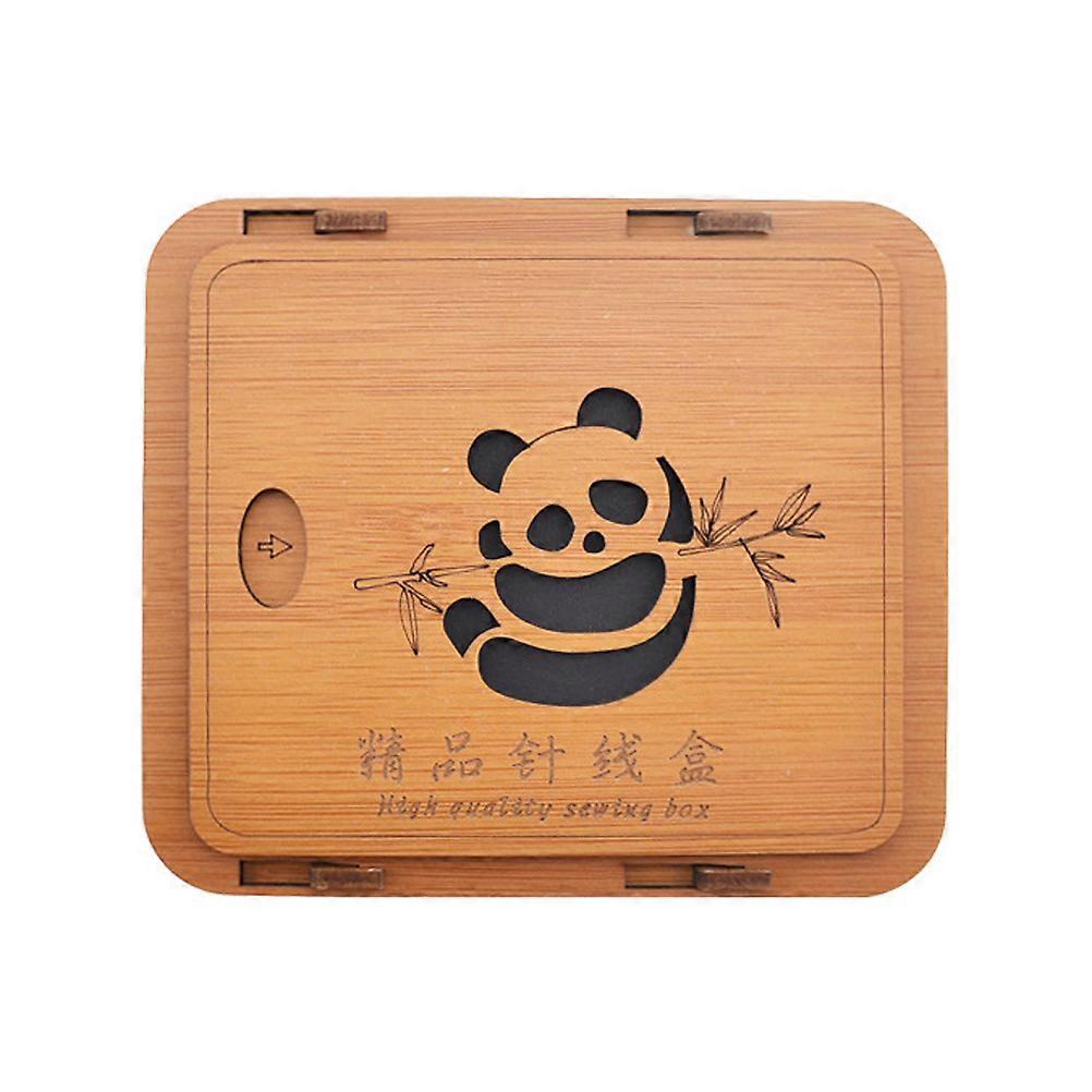 Light Brown Metal Sewing Box Organizer for Storage with Panda Pattern, Portable and Practical Design
