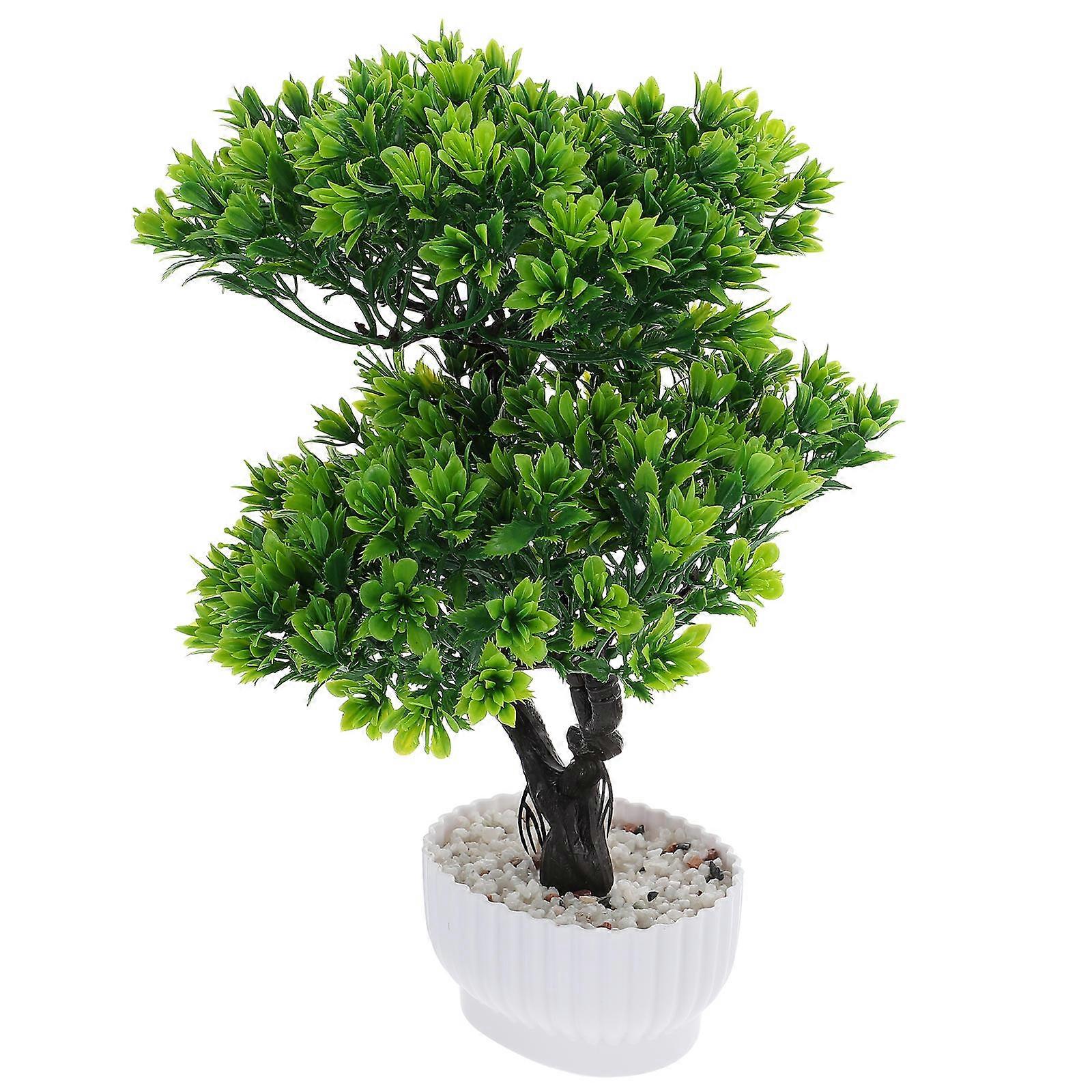 Creative Artificial Bonsai Tree with Green Plastic Leaves for Home Decoration and DIY 1 Piece