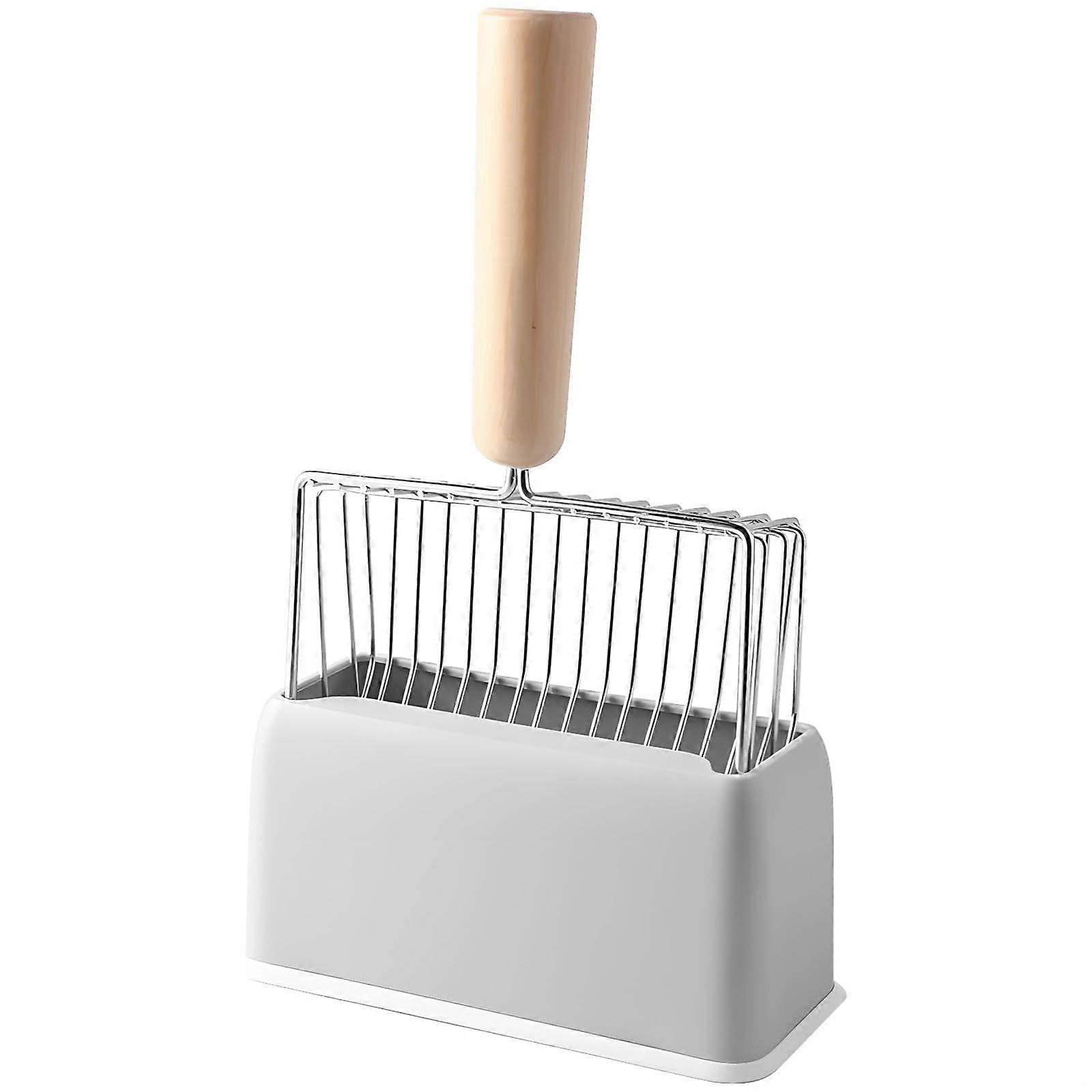 Professional Cat Litter Scoop with Stand, Large 28.9 x 17.9 cm, Metal Grid and Wooden Handle, Easy Cleaning Tool