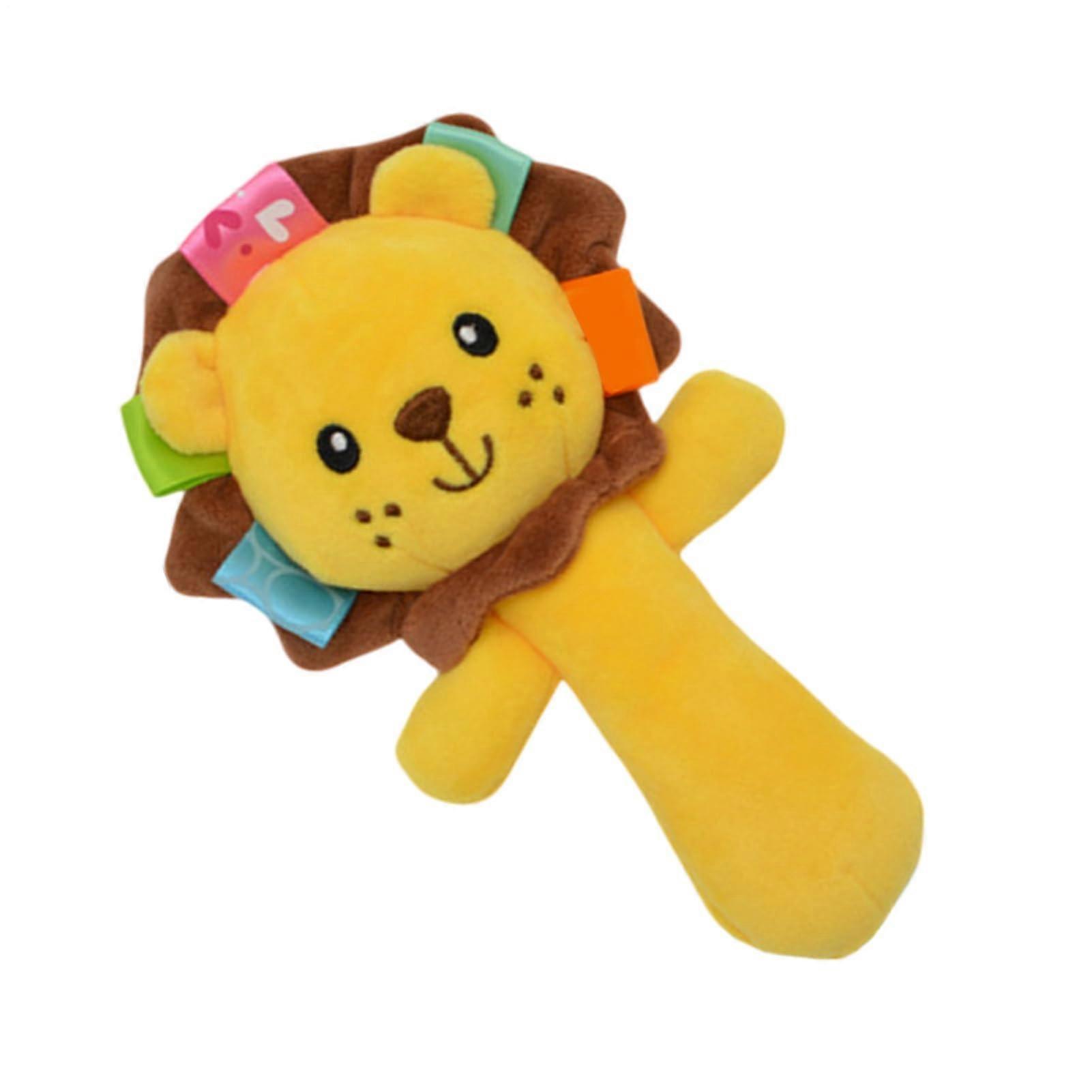 Soft Animal Rattle, Filled Plush Lion Toy For Cognitive Development, Portable Cartoon Handheld Toy For Babies