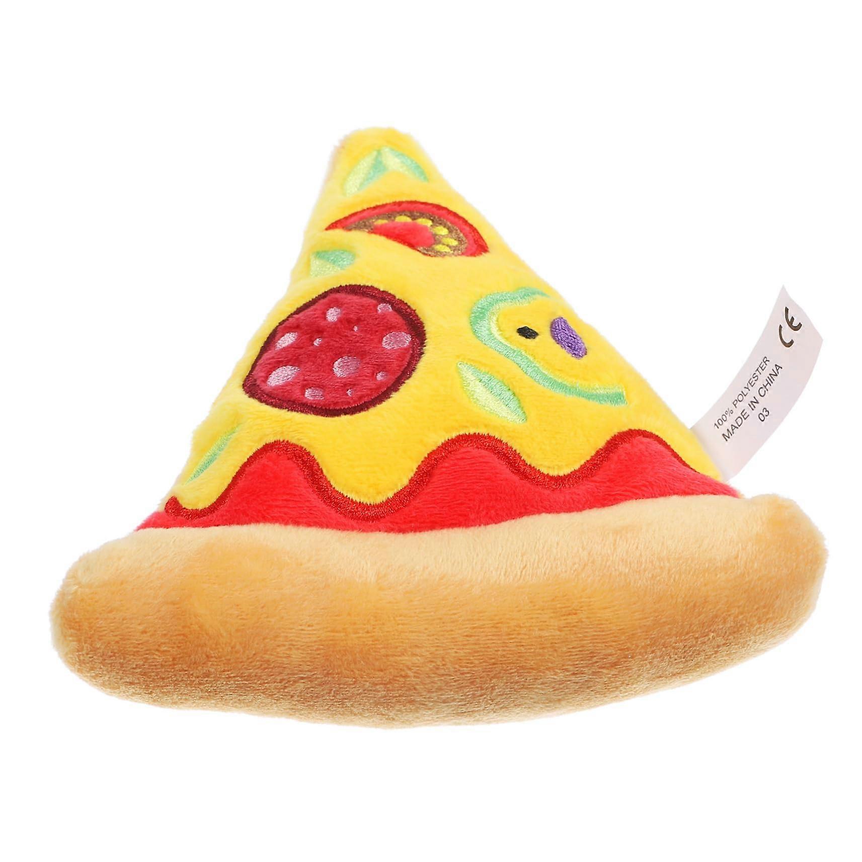 Dog Chew Toy Pizza Shape Plush Squeaky Toy for Dogs, Fun Stress Relief and Boredom Buster, Soft Material