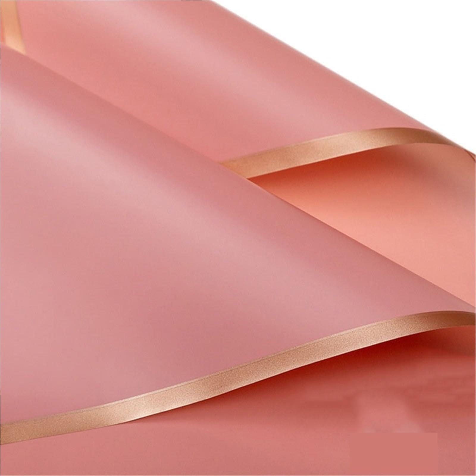 Gift wrapping paper roll, 5pcs/pack, flower wrapping with golden border, rose design (07).