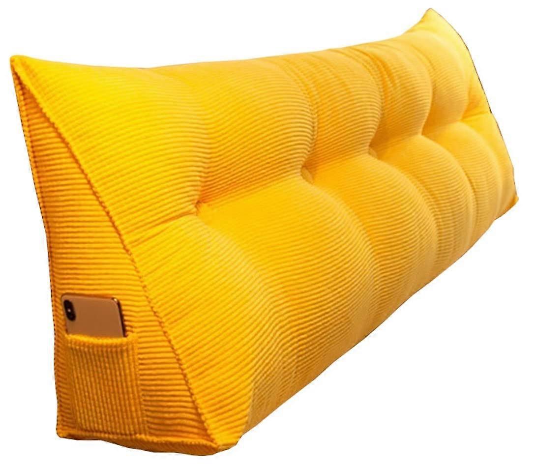 Large Back Support Reading Pillow, Lumbar Pillow, Removable Cover (Yellow)