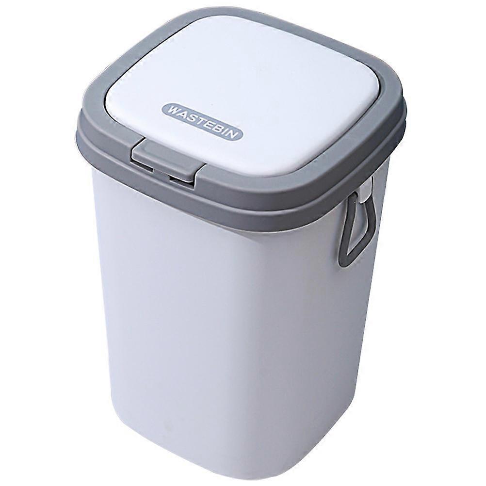 Portable Trash Can with Lid Crafted from PP Perfect for Bathroom Bedroom and Dorm Light Grey 5.9x7.9x11.8 Inches