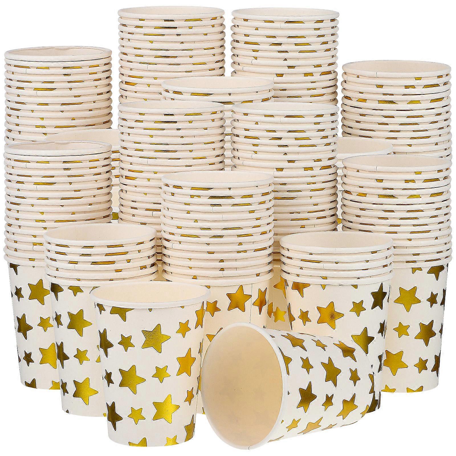 Gold Paper Cups for Party with Star Patterns Multi Color Disposable Paper Mugs for Home Use 100 Pcs