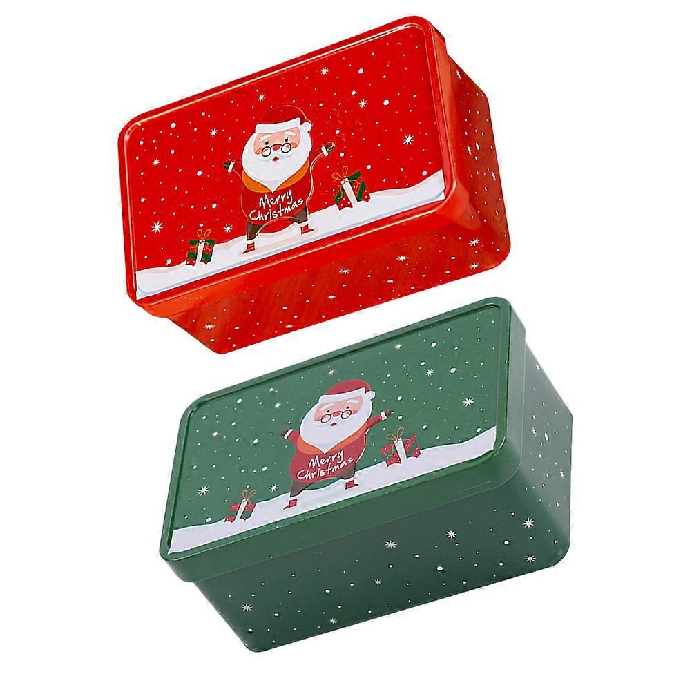Metal Cookie Tins Storage Gift Giving Retro Style For Office Use Assorted Color 11.00X7.00X5.00cm 2Pcs