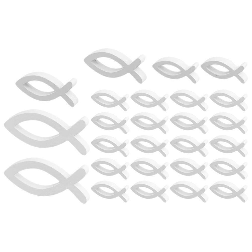 Creative White Wood Fish Decoration for Crafting with Hollow Design and Smooth Edges 66pcs