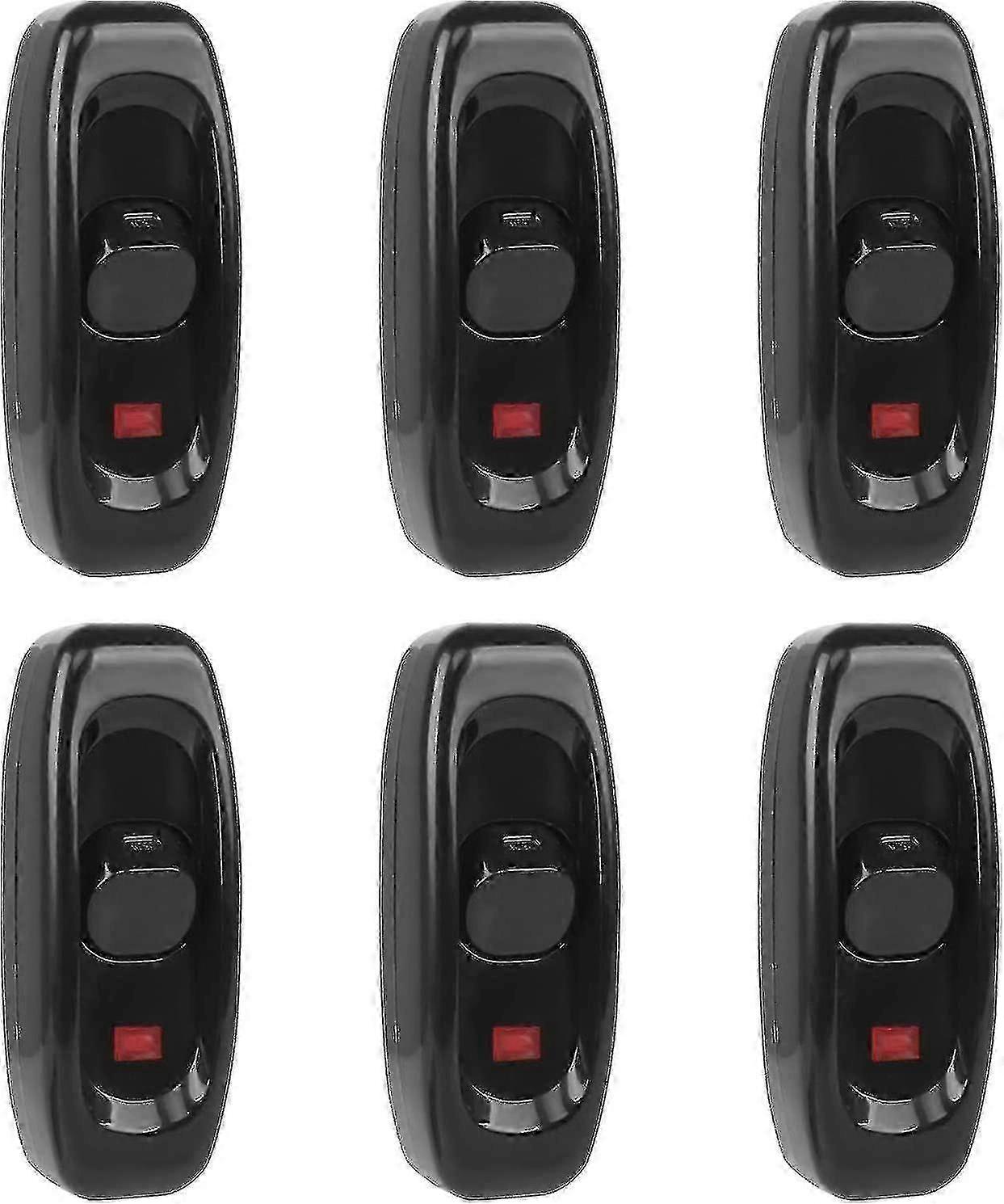 6pcs Lamp Switch, Toggle Switch 250v 10a Line Cord Rocker Switch Intermediate Switch With Led Indicator (black)