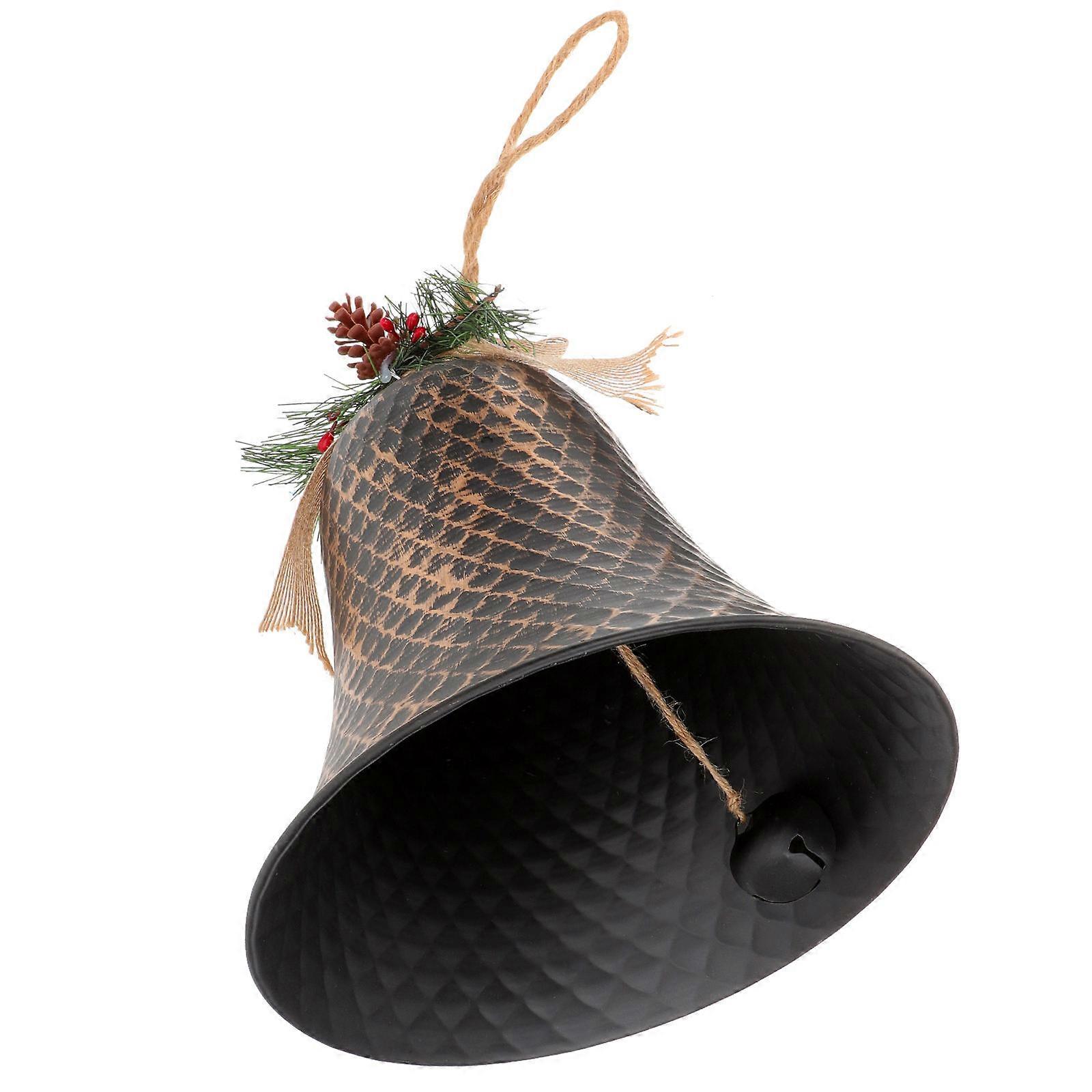 Coffee Metal Christmas Hanging Bell for Decoration Use with Festive Bow Design and Lanyard 6.3