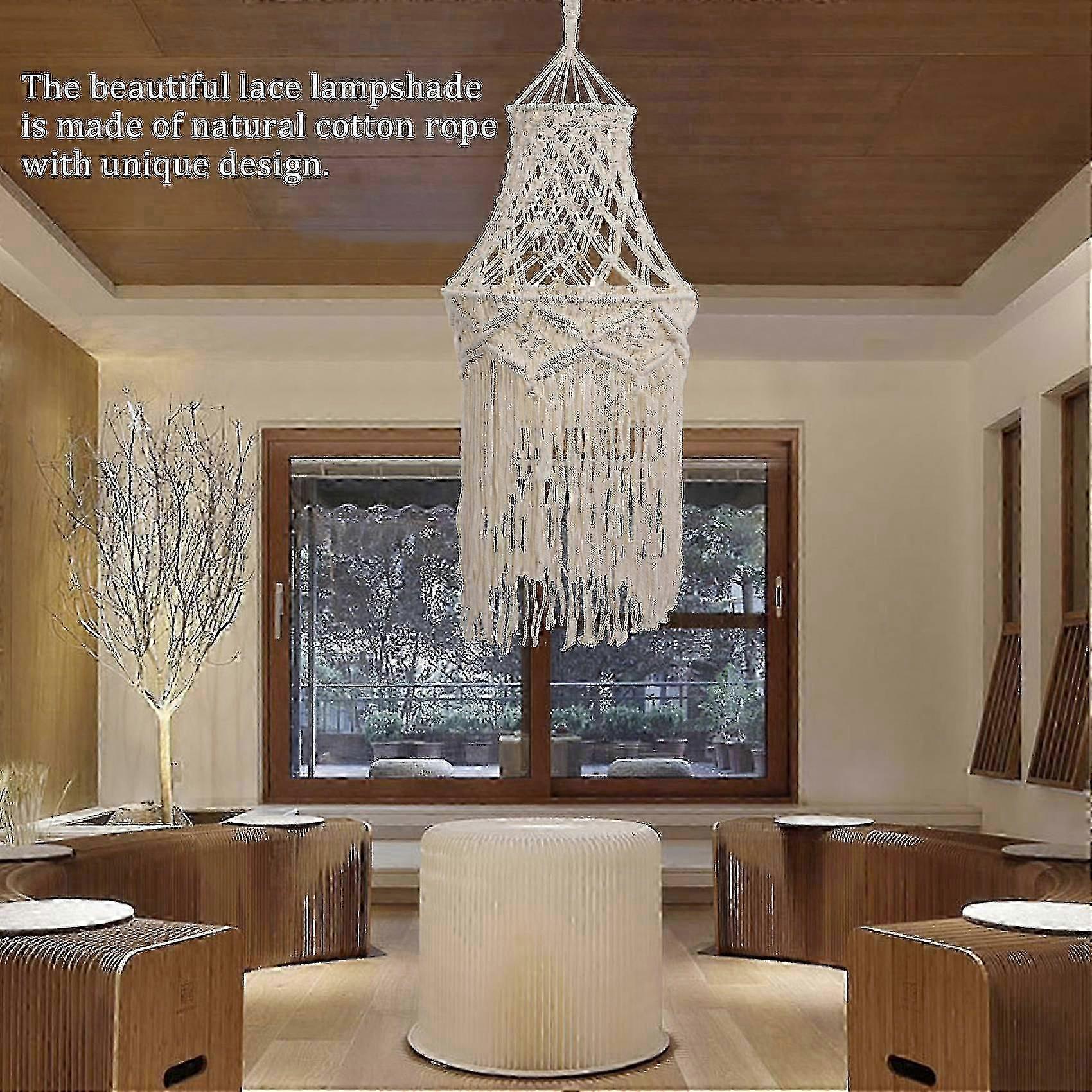 Macrame Lamp Shade Hanging Pendant Light Cover Modern Bohemian 2025