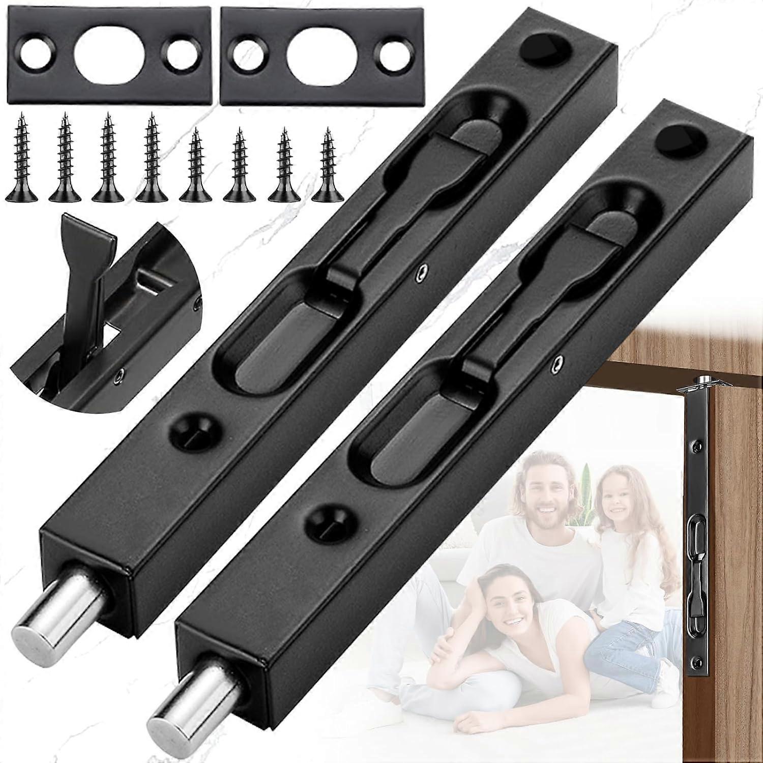 2pc Hidden Slide Bolt Lock, Door Flush Bolt, Lever Security Latch