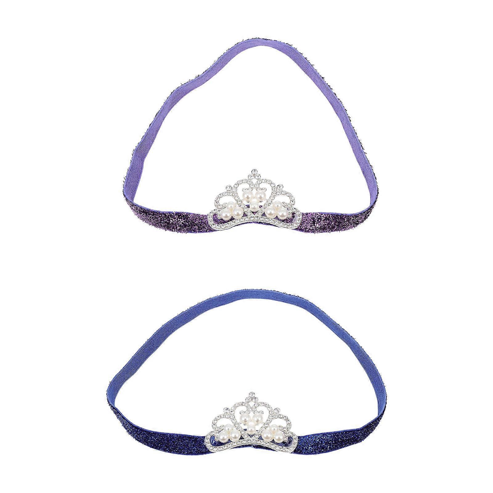 כתרי ריינסטון כיסוי ראש 2 יחידות עיצוב עדין סרט שיער לילדים מושלם לימי הולדת בצבעים שונים