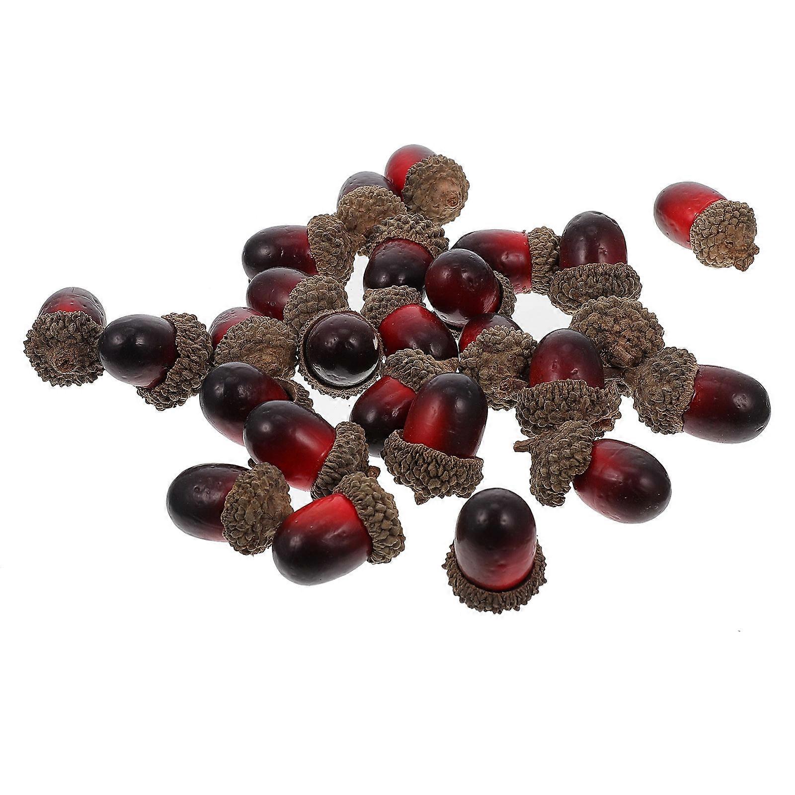 Artificial Acorn Foam 25Pcs Dark Red for Decor with Rustic Charm and DIY Flexibility