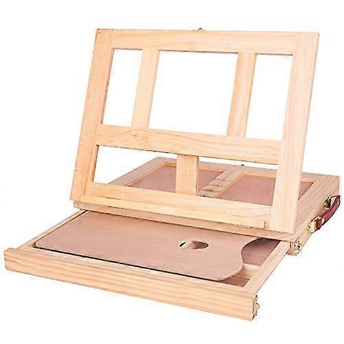 Portable Foldable Desktop Wooden Easel for Painting with Drawer and Ballpoint Pen Pencil