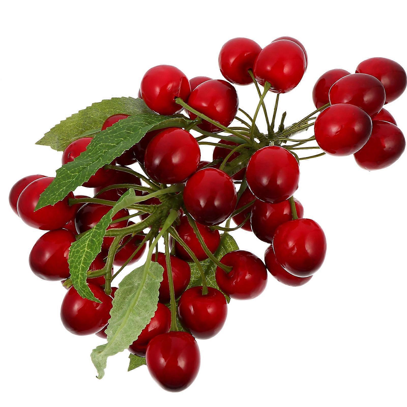 Lifelike Cherry String Model Simulation Fruit Ornament 2pcs Photo Prop