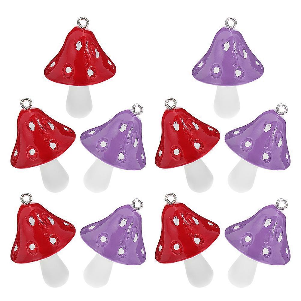 10Pcs Cartoon Mushroom Charms Assorted Color Jewelry Making Supplies For